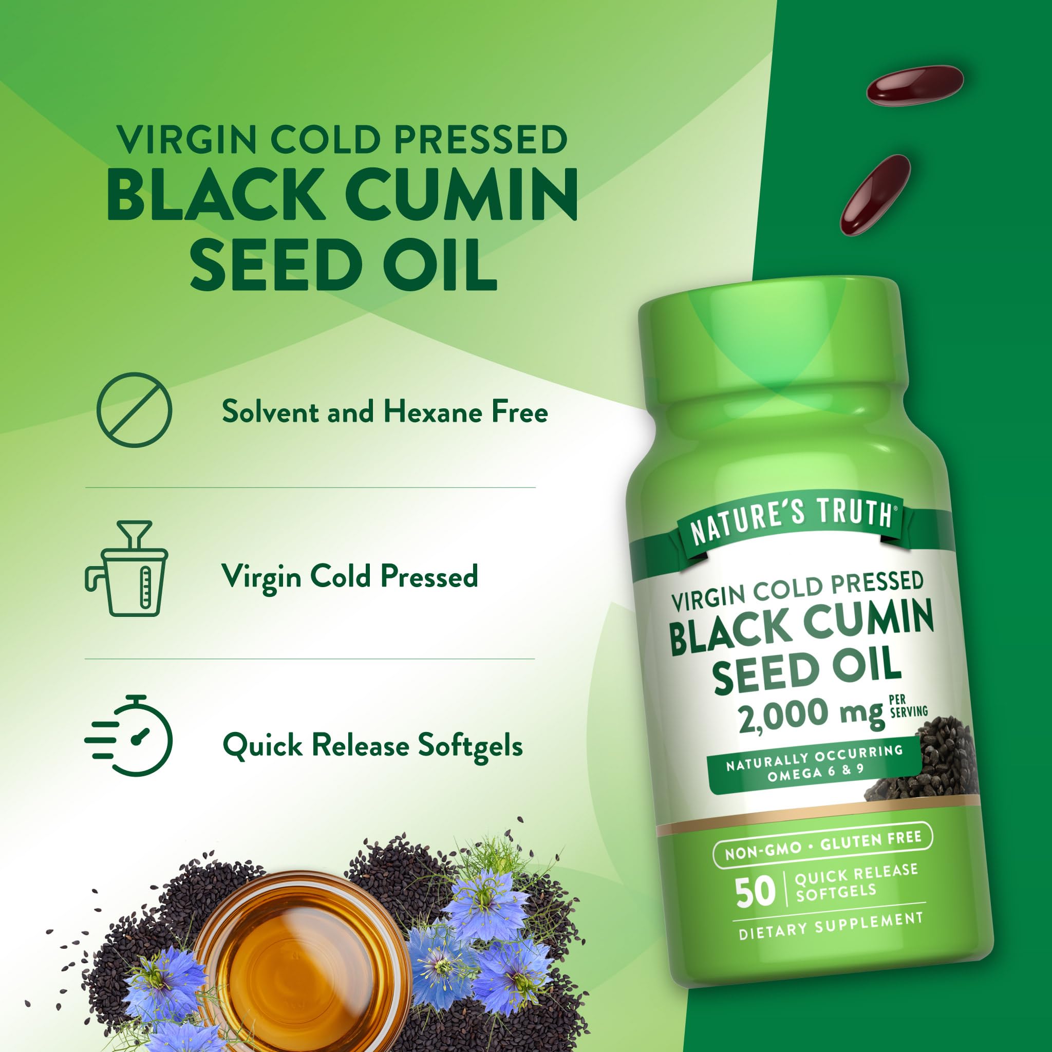 Nature's Truth Black Seed Oil 2000mg capsule ingredients list