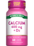 Nature's Truth Calcium 500mg Vitamin D3 Vegetarian Caplets front view
