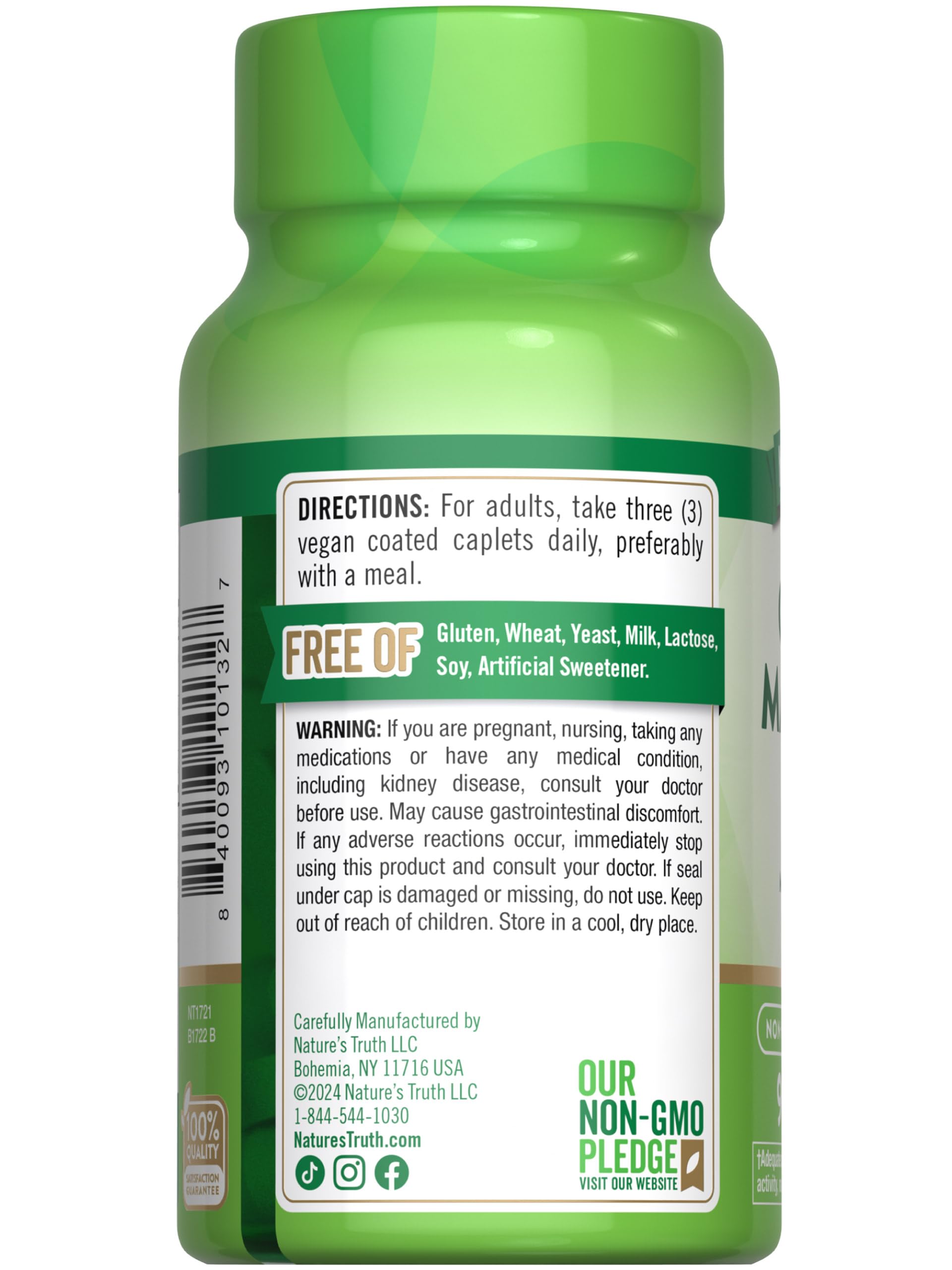 Nature's Truth Calcium Magnesium Zinc Supplement caplets on a surface