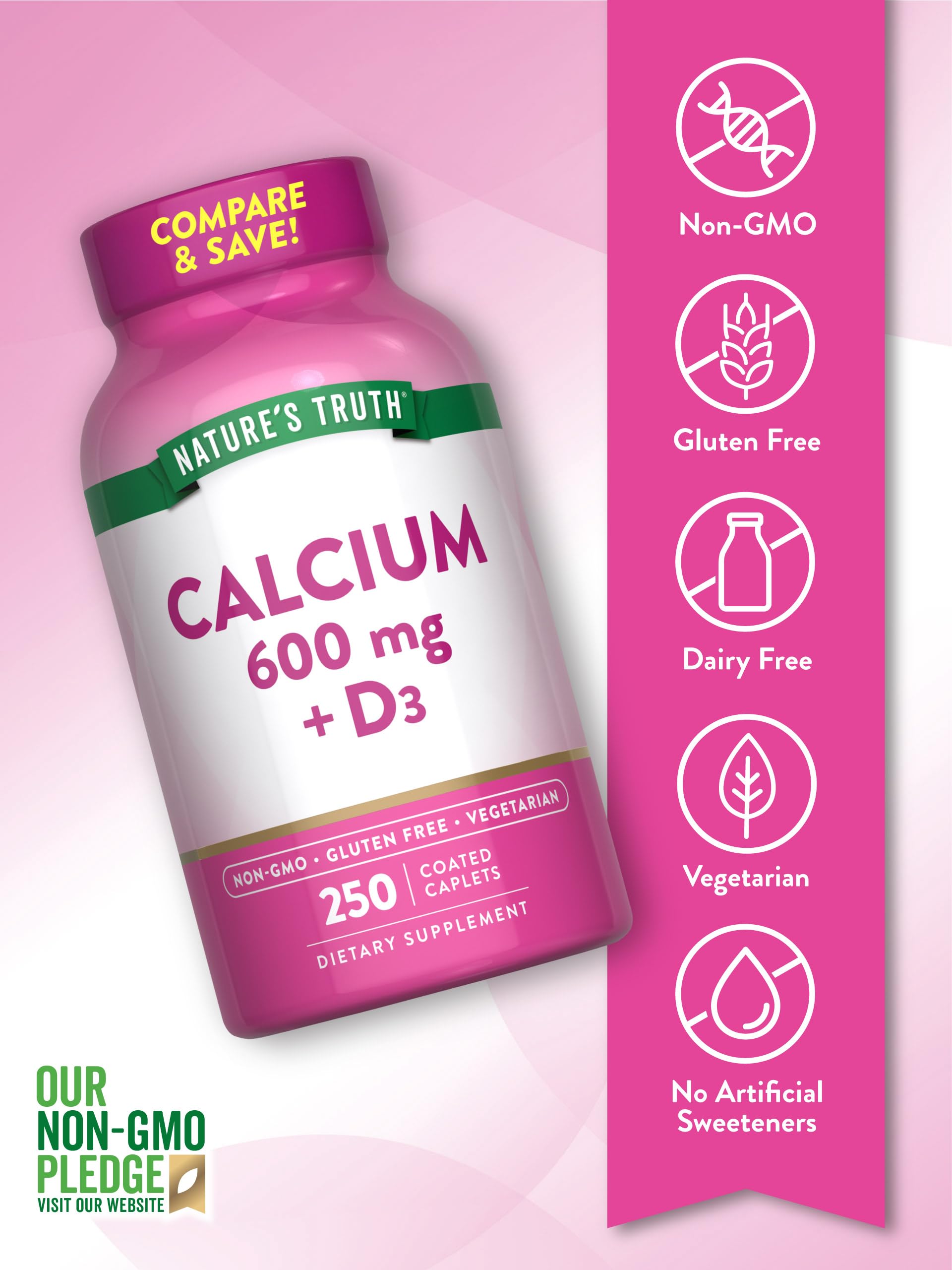 Nature's Truth Calcium & Vitamin D3 ingredients list on packaging