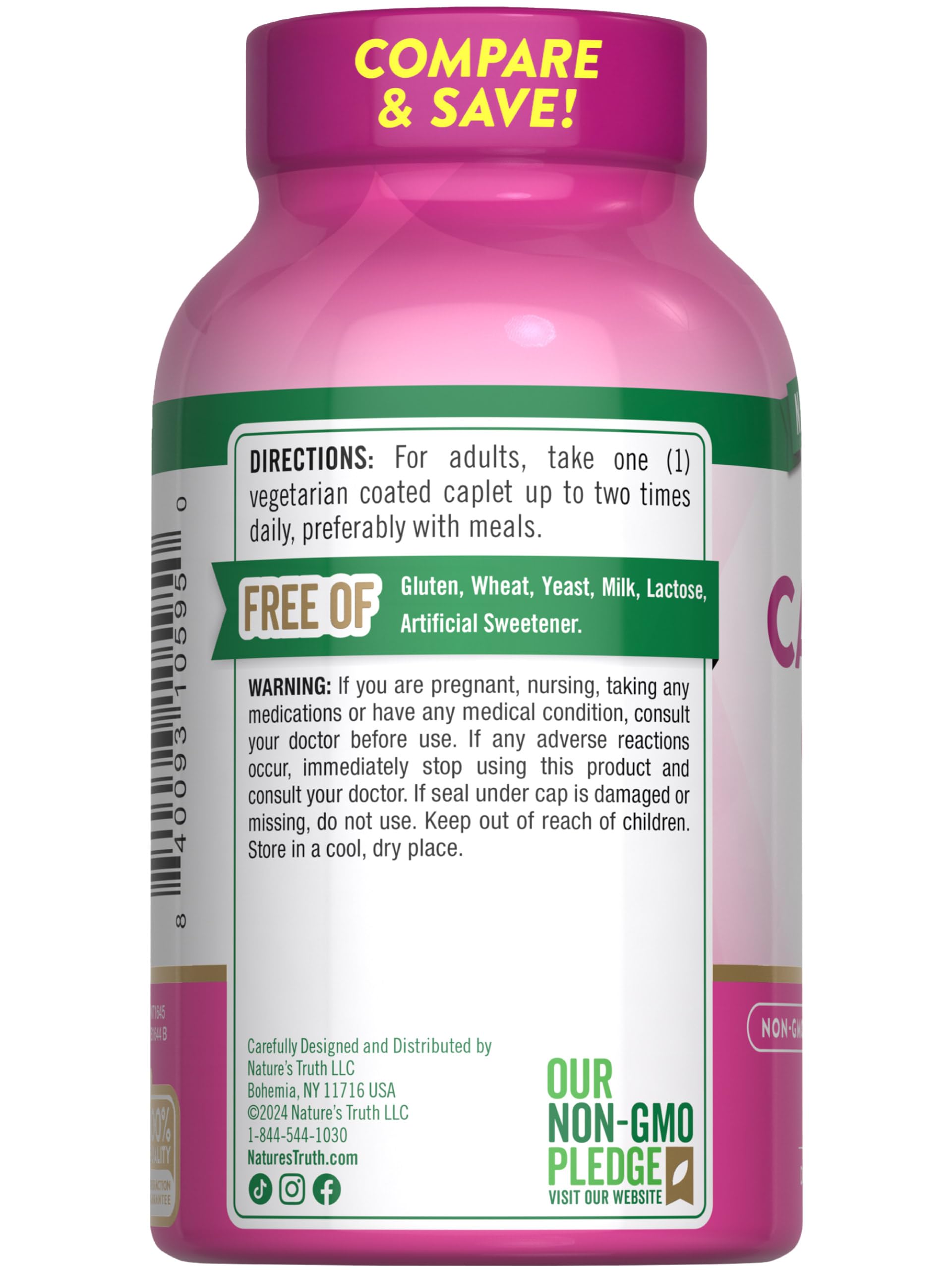 Nature's Truth Calcium & Vitamin D3 packaging with a measuring spoon