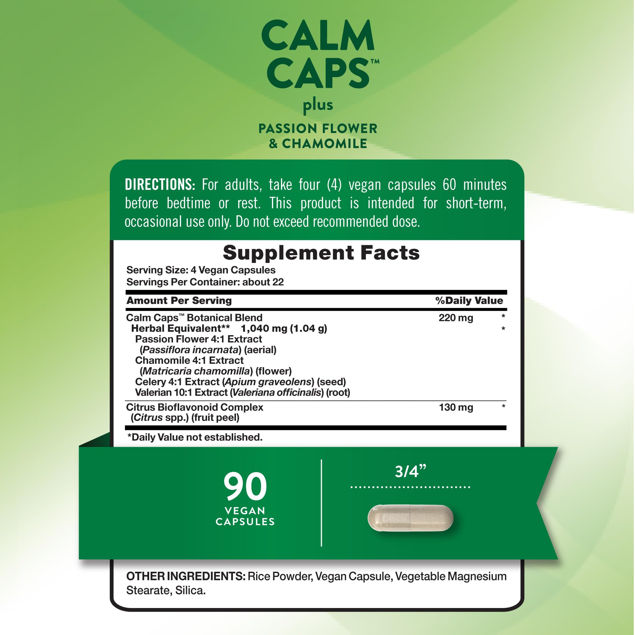 Nature's Truth Calm Caps side view showing ingredients list