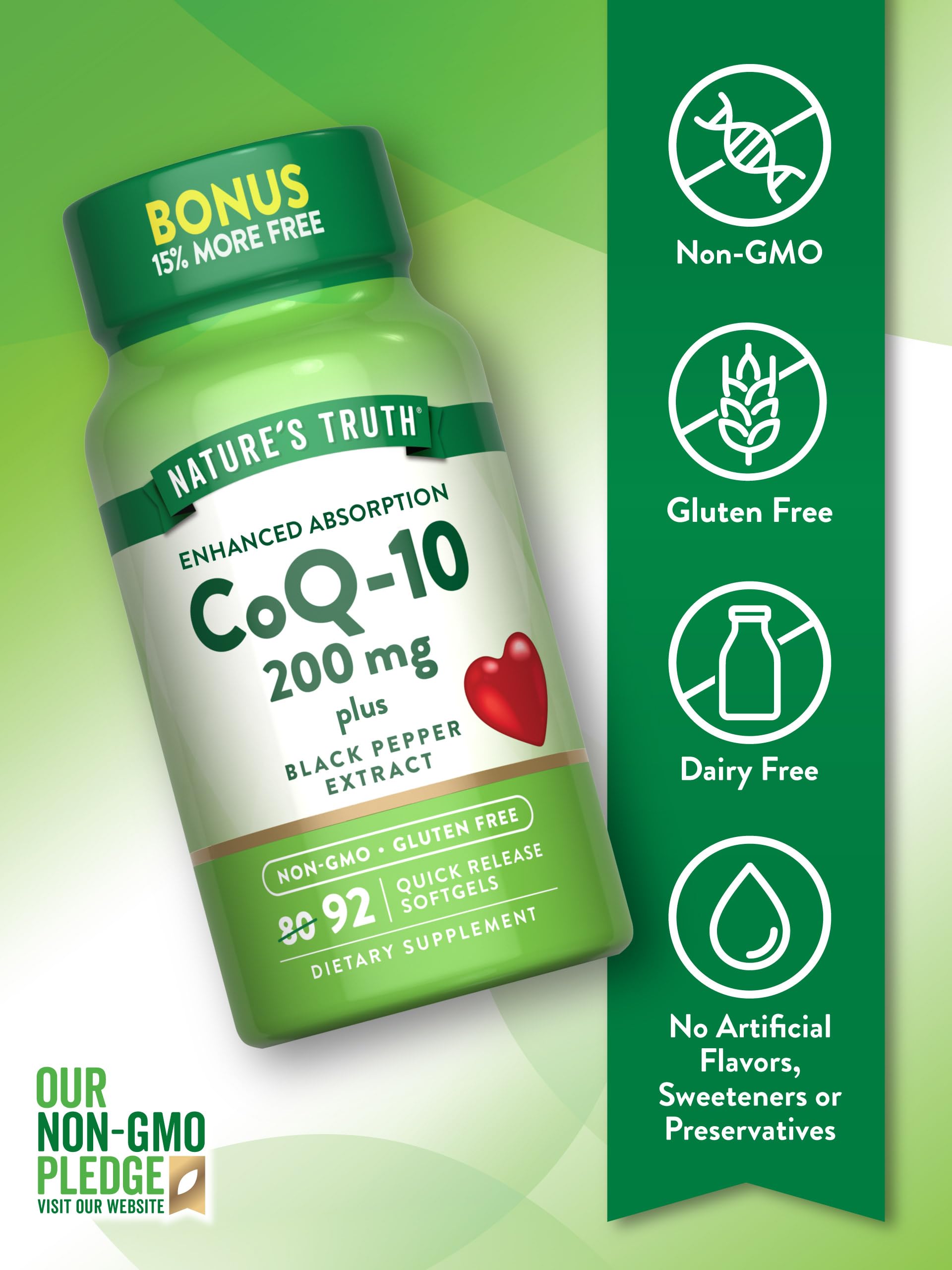 Nature's Truth Coenzyme Q10 200mg softgel side view