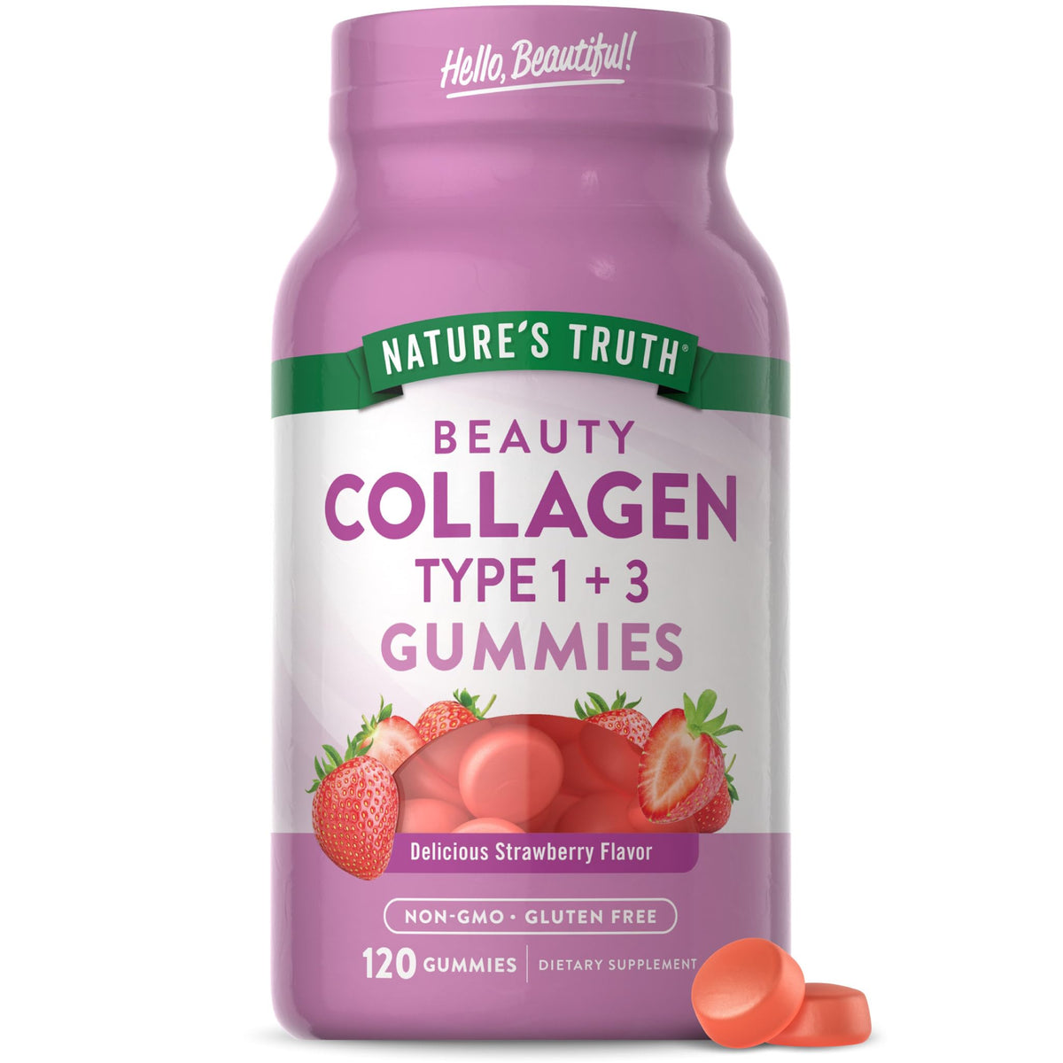 Nature's Truth Collagen Peptides Gummies front view with strawberry flavour