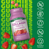 Nature's Truth Collagen Peptides Gummies with a hand holding two gummies