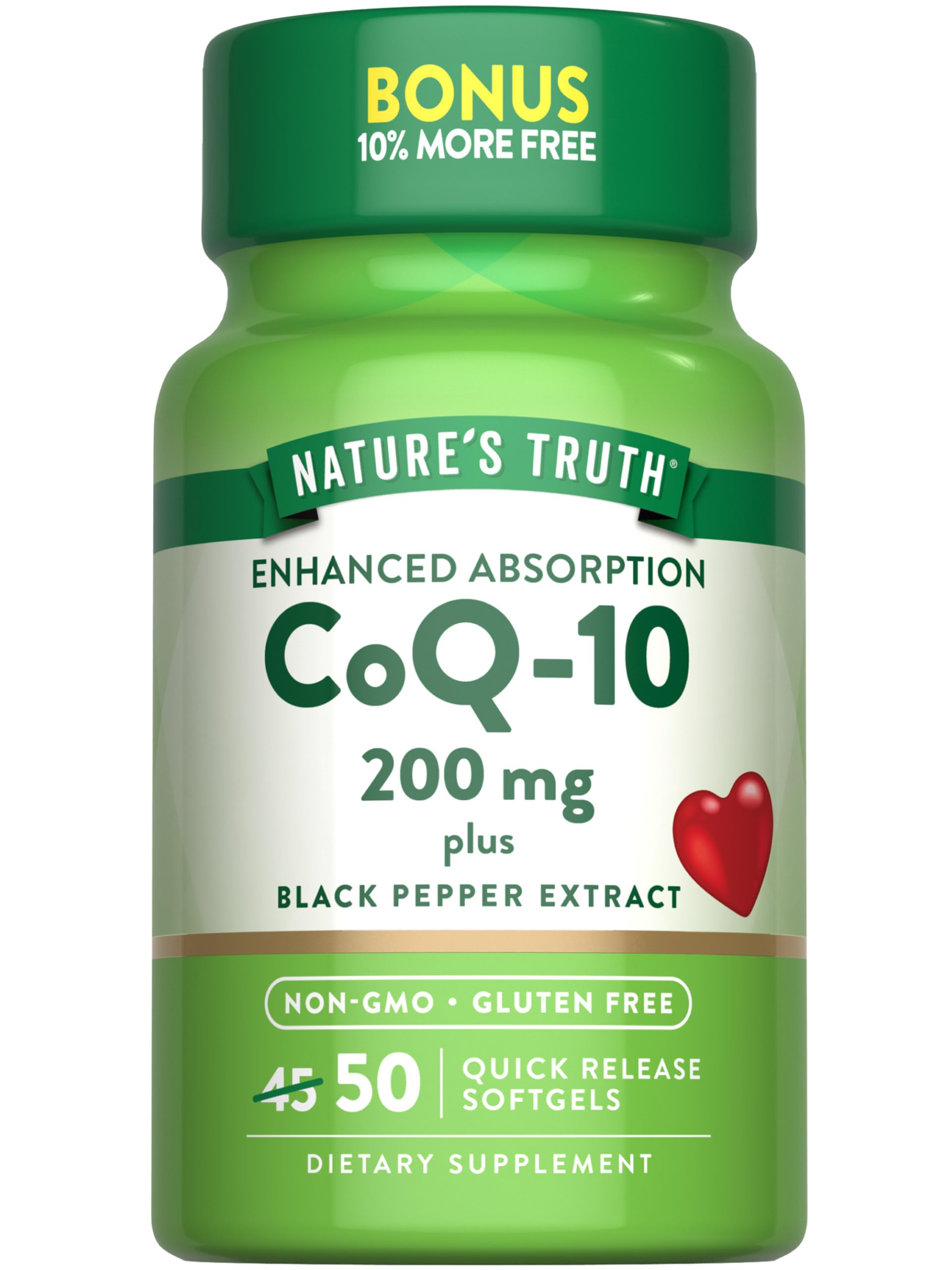 Nature's Truth CoQ10 200mg softgels front view