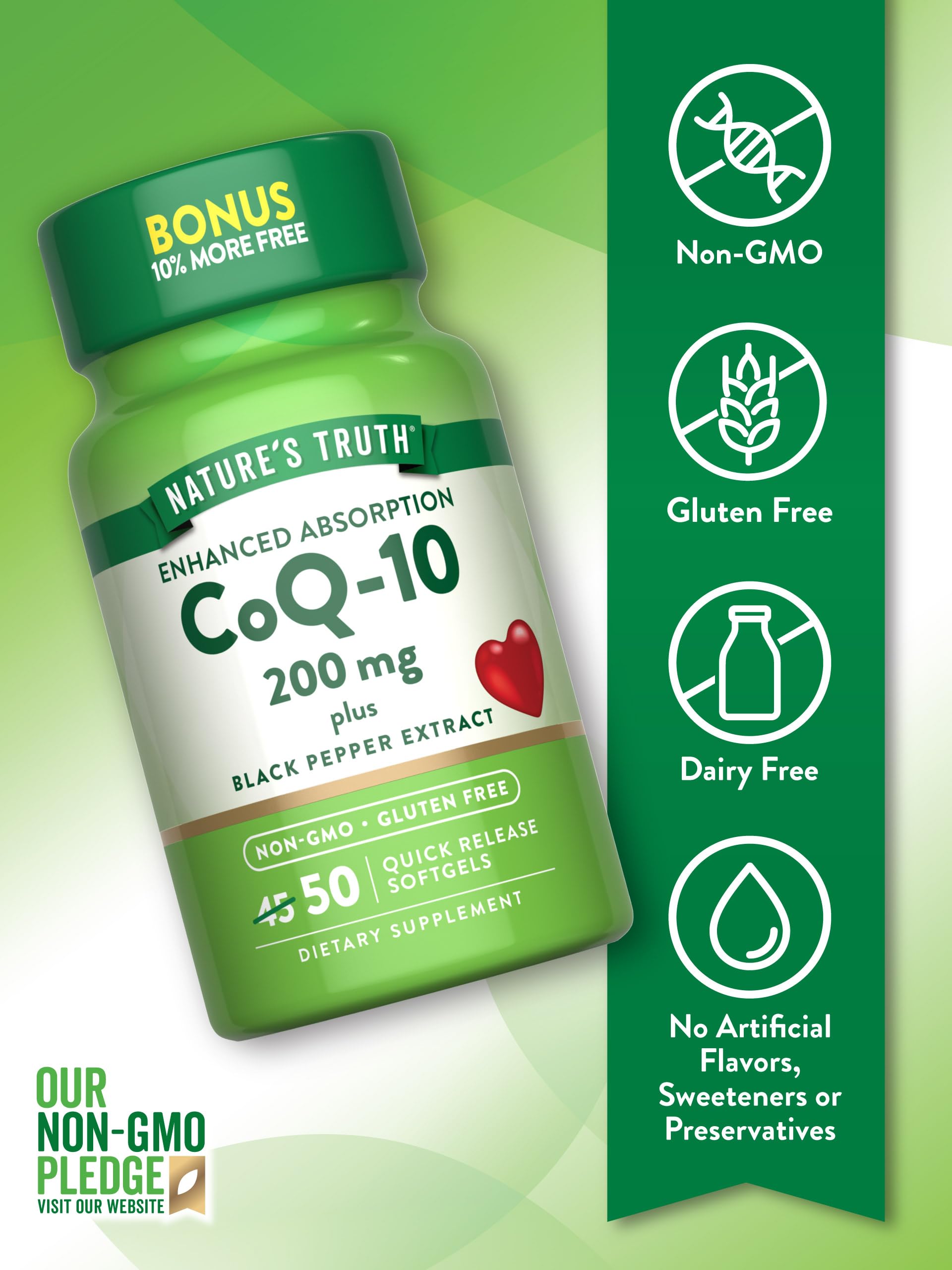 Nature's Truth CoQ10 softgels with Black Pepper Extract close-up