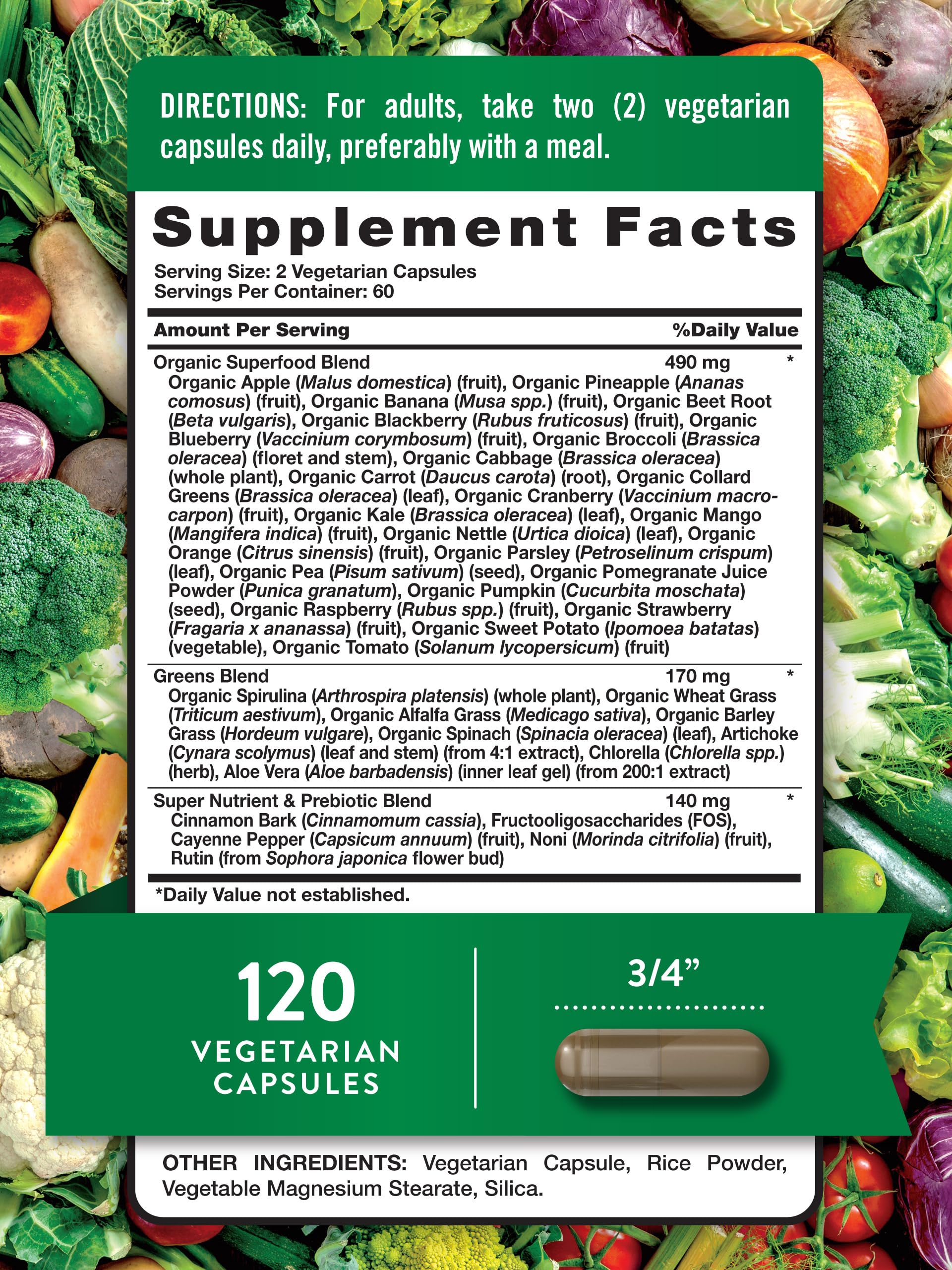 Nature's Truth Daily Fruits & Veggies supplement capsules close-up