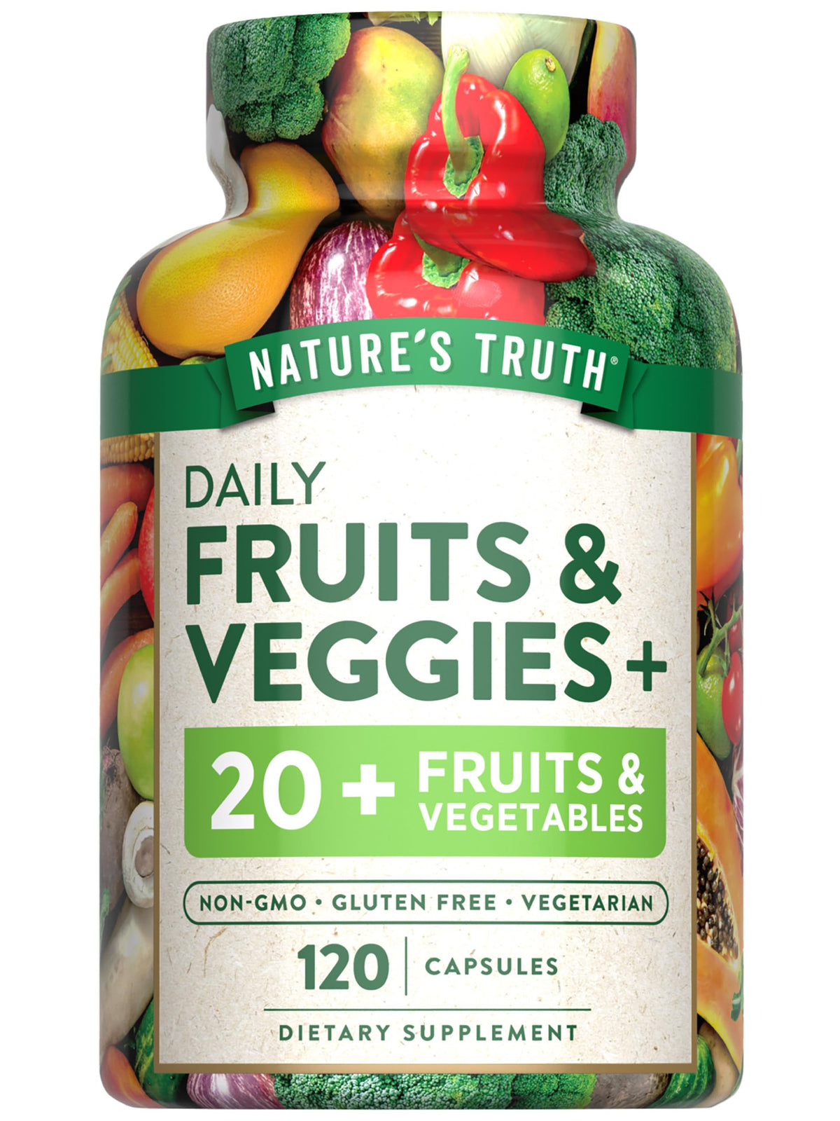 Nature's Truth Daily Fruits & Veggies supplement front view with packaging