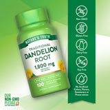 Nature's Truth Dandelion Root Capsules back view with ingredient list