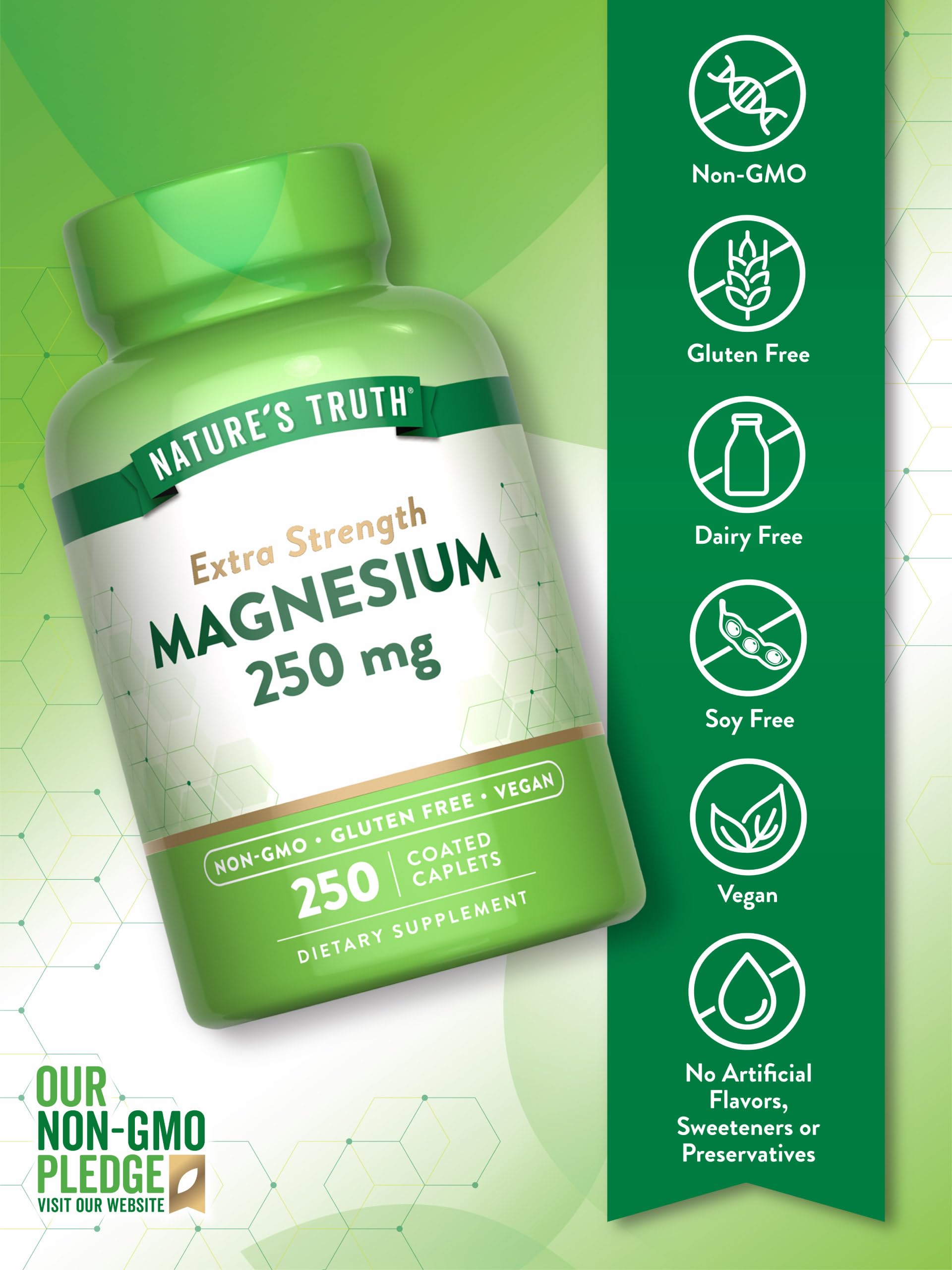 Nature's Truth Extra Strength Magnesium 250 mg Vegan Caplets packaging