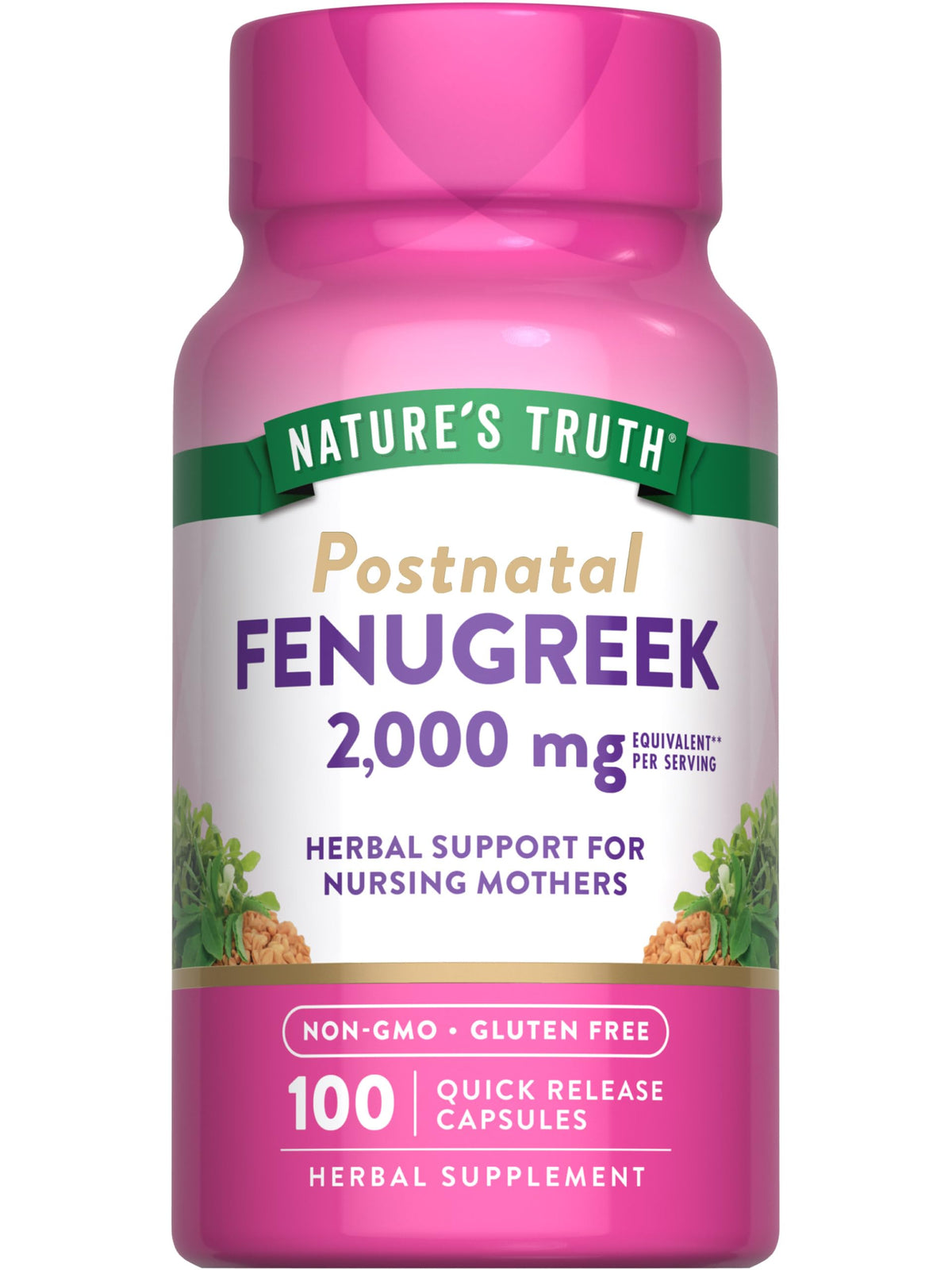 Nature's Truth Fenugreek Capsules front view with packaging
