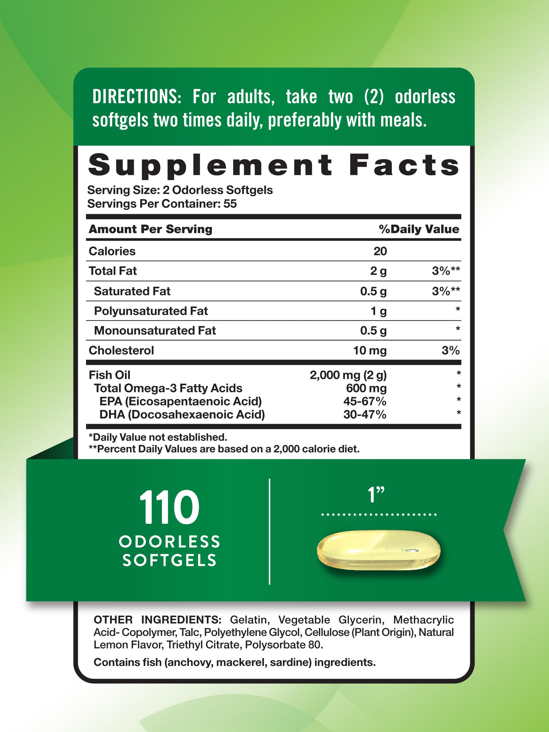 Nature's Truth Fish Oil 2000mg softgels back view
