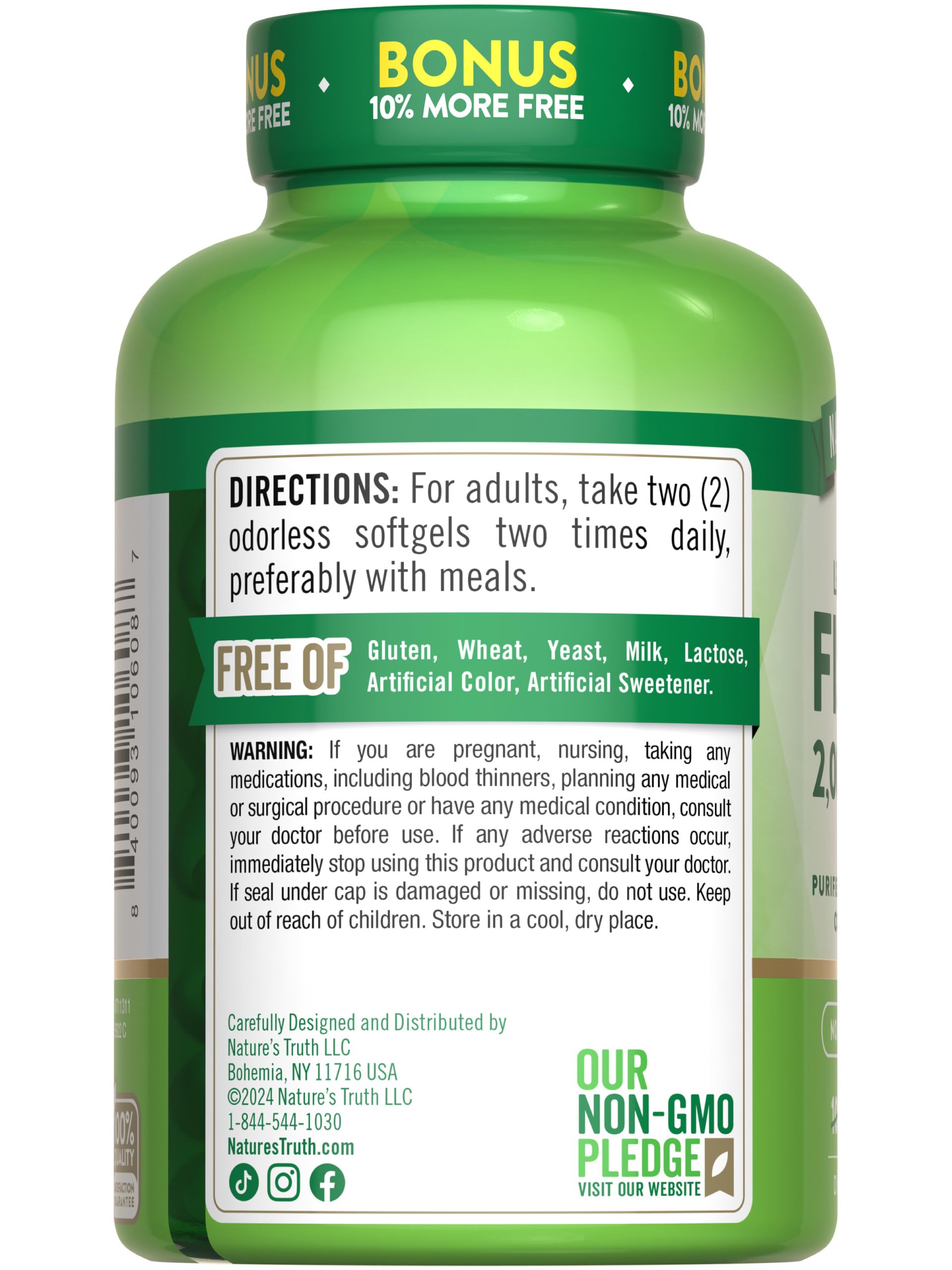Nature's Truth Fish Oil 2000mg softgels opened bottle