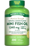Nature's Truth Fish Oil Mini Softgels front view with lemon flavour