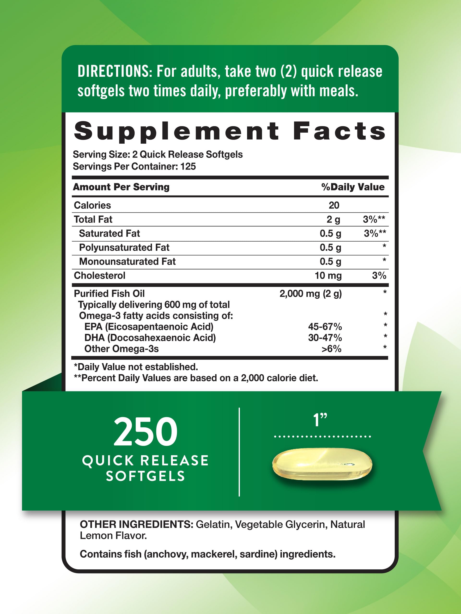 Nature's Truth Fish Oil softgel side view