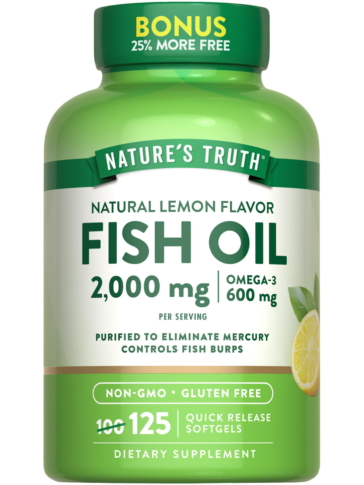 Nature's Truth Fish Oil Softgels front view with packaging
