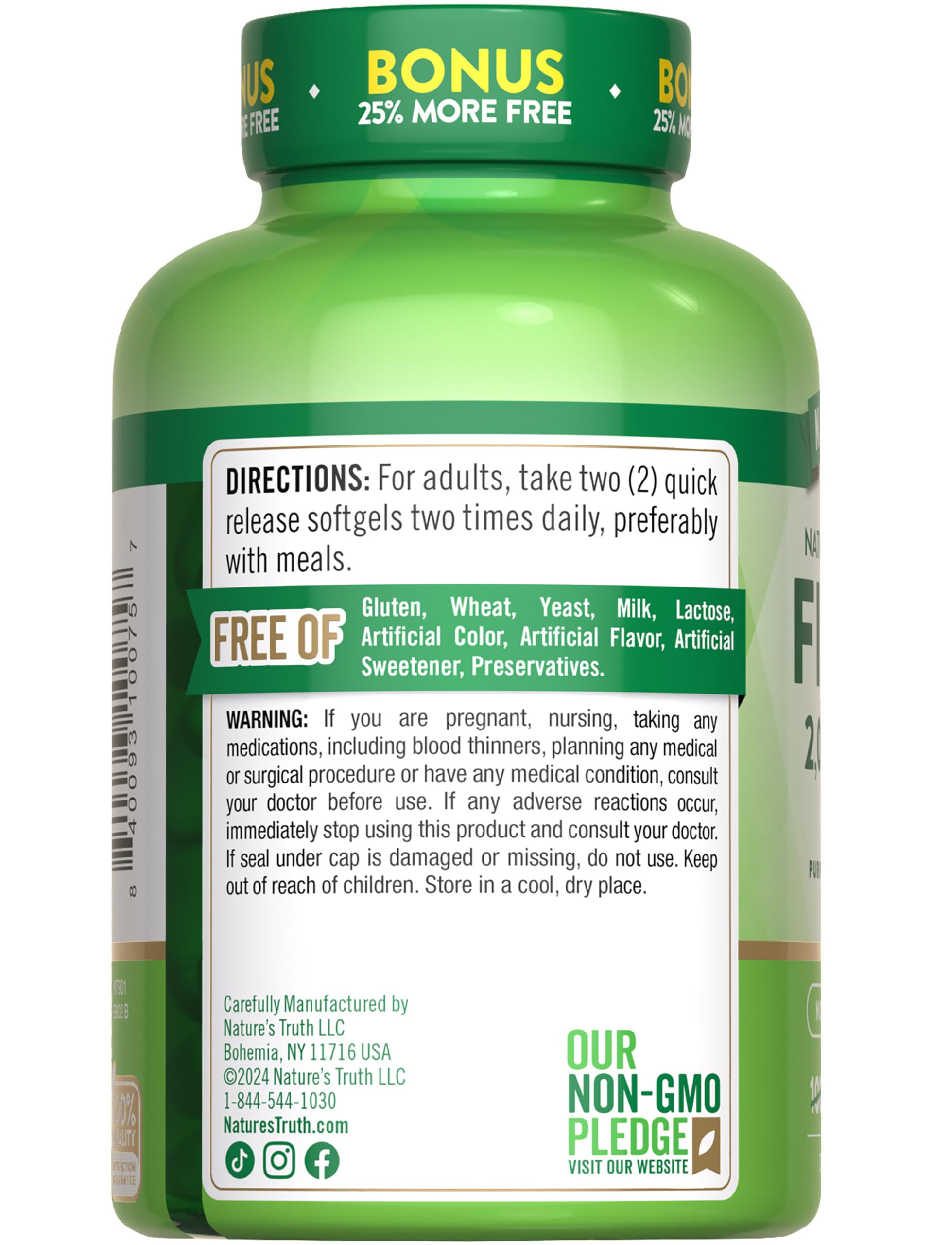 Nature's Truth Fish Oil Softgels on a wooden table