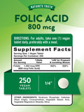 Nature's Truth Folic Acid Supplement 50g side view