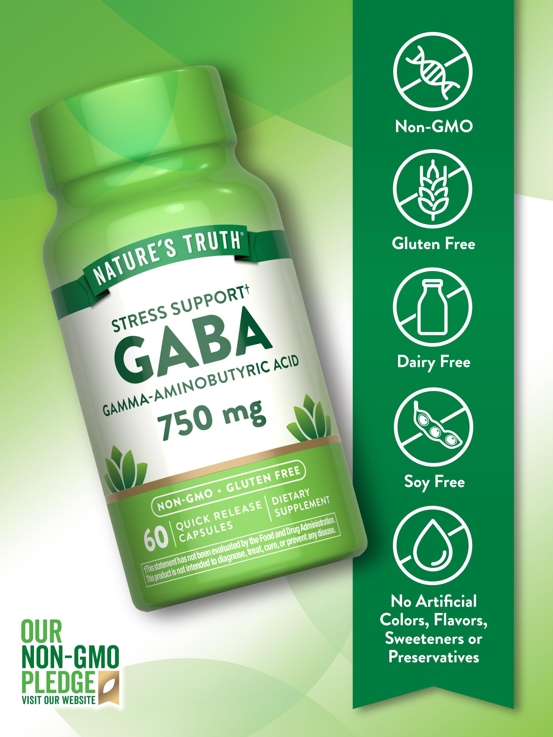 Nature's Truth GABA Quick Release Capsules bottle with label