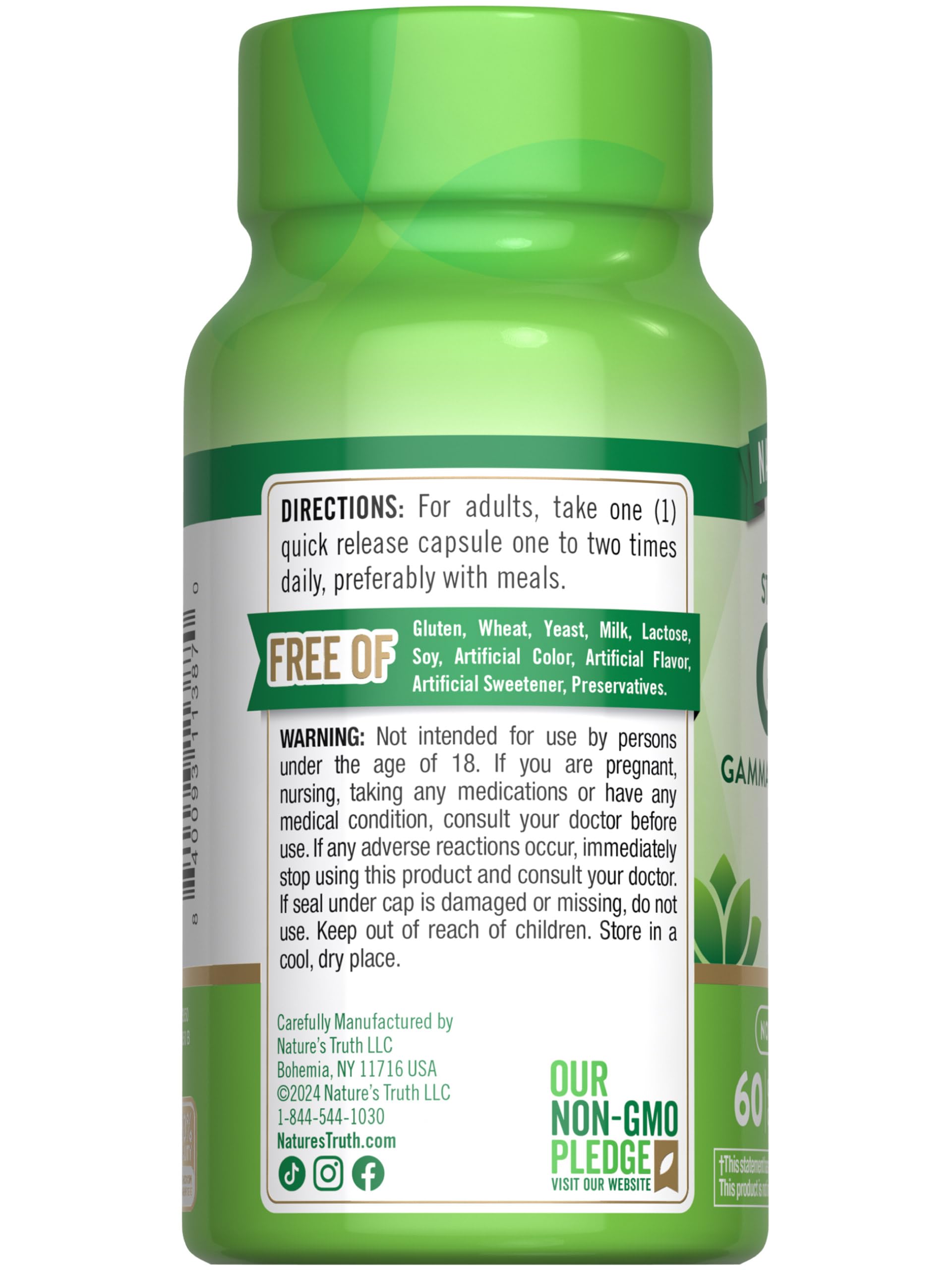 Nature's Truth GABA Quick Release Capsules ingredients list
