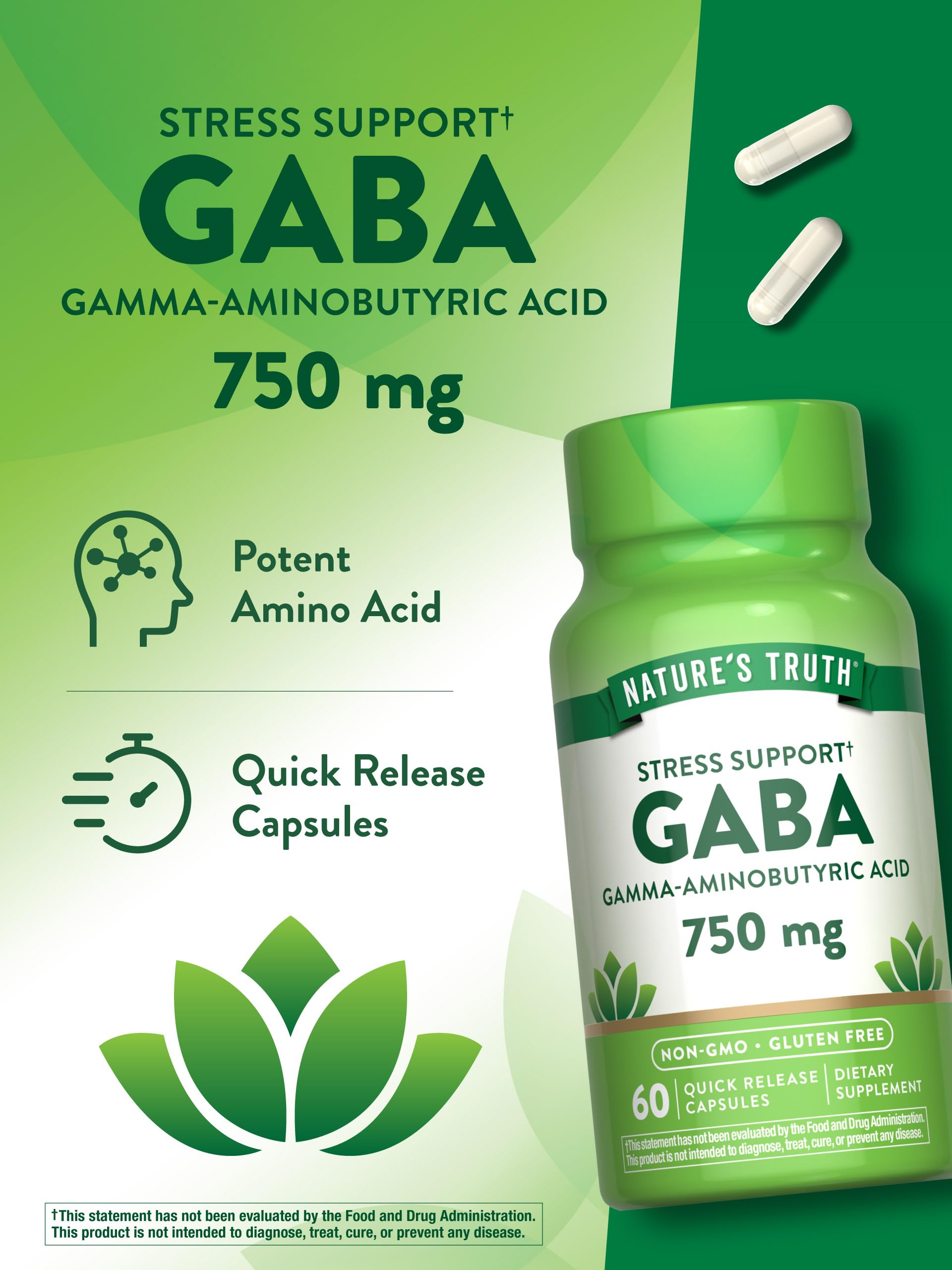 Nature's Truth GABA Quick Release Capsules with measuring spoon