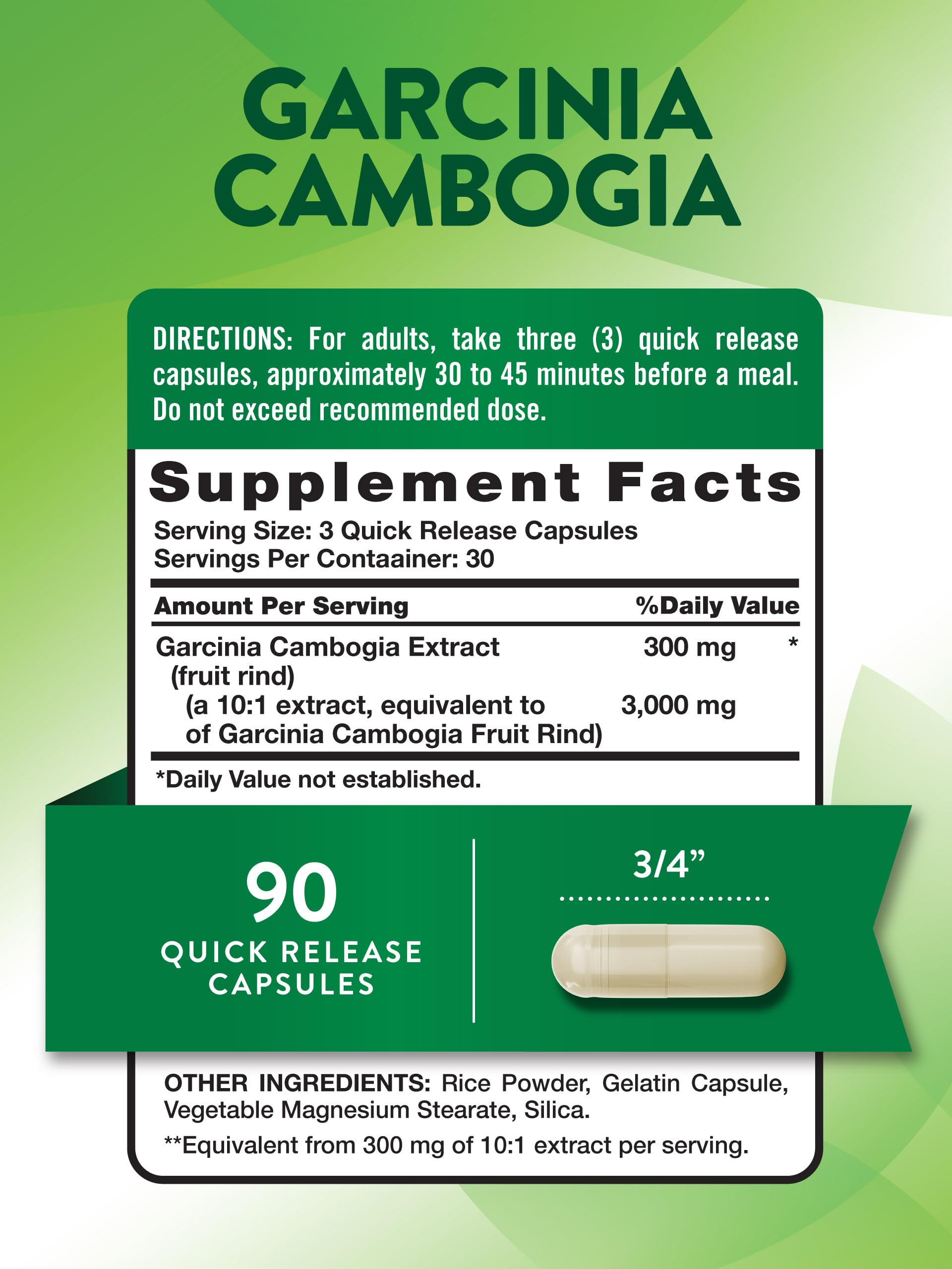 Nature's Truth Garcinia Cambogia Capsules side view
