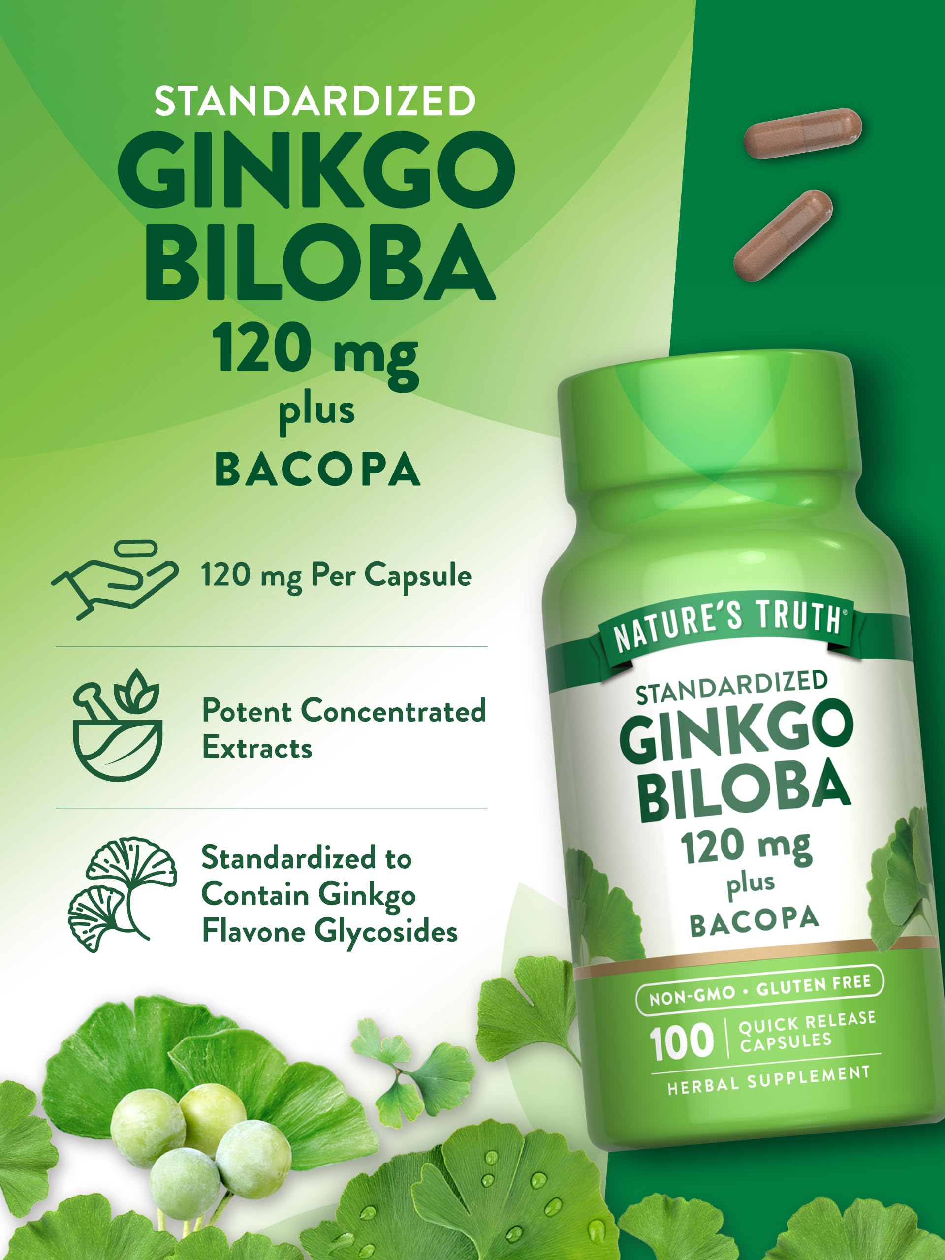 Nature's Truth Ginkgo Biloba bottle with capsules inside