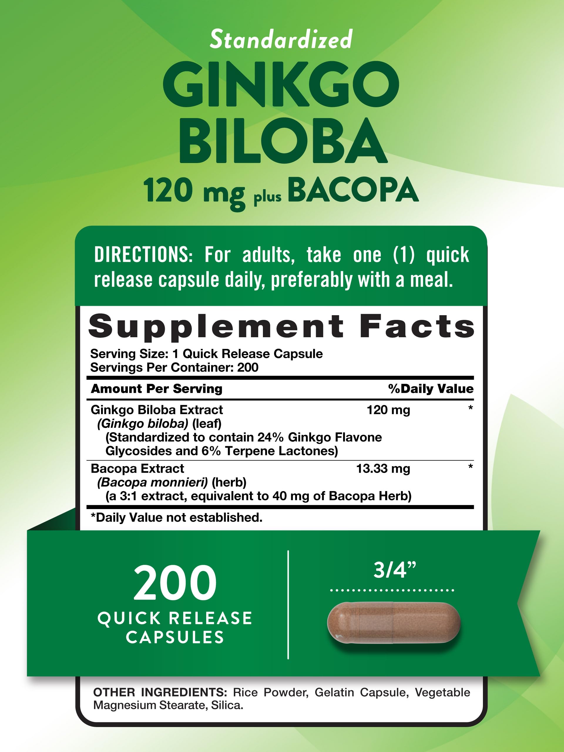 Nature's Truth Ginkgo Biloba capsules side view