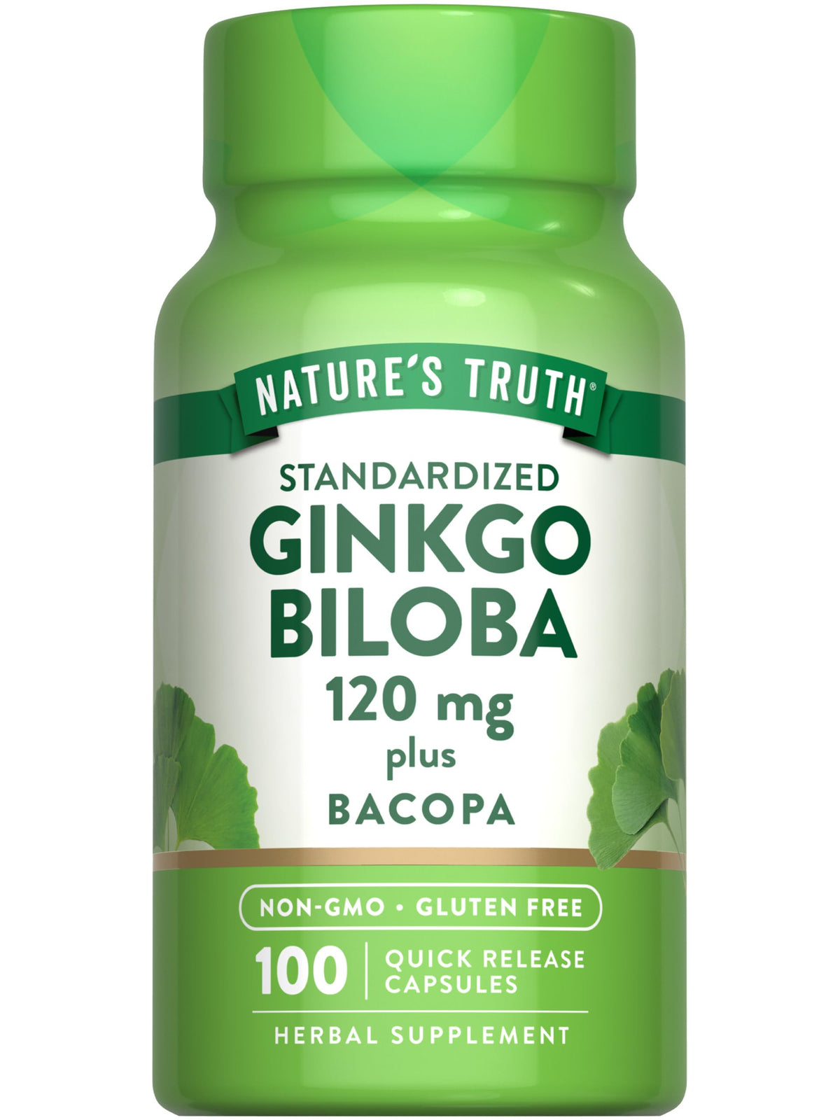 Nature's Truth Ginkgo Biloba Extract 120mg capsules front view