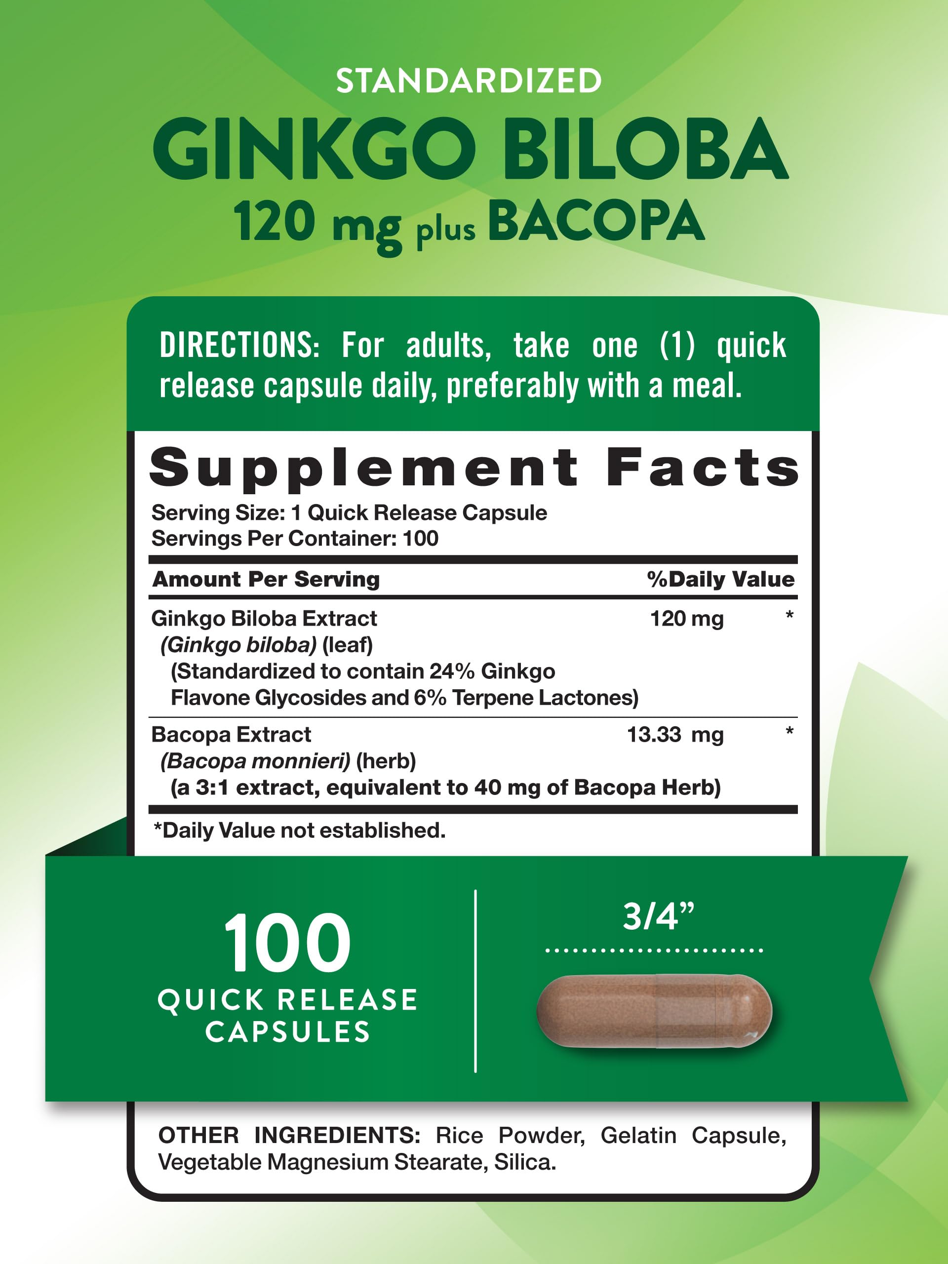 Nature's Truth Ginkgo Biloba Extract side view of packaging