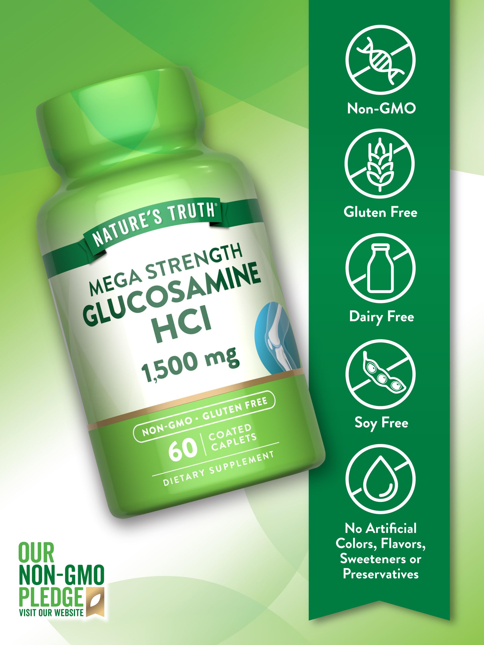 Nature's Truth Glucosamine Chondroitin supplement caplet close-up