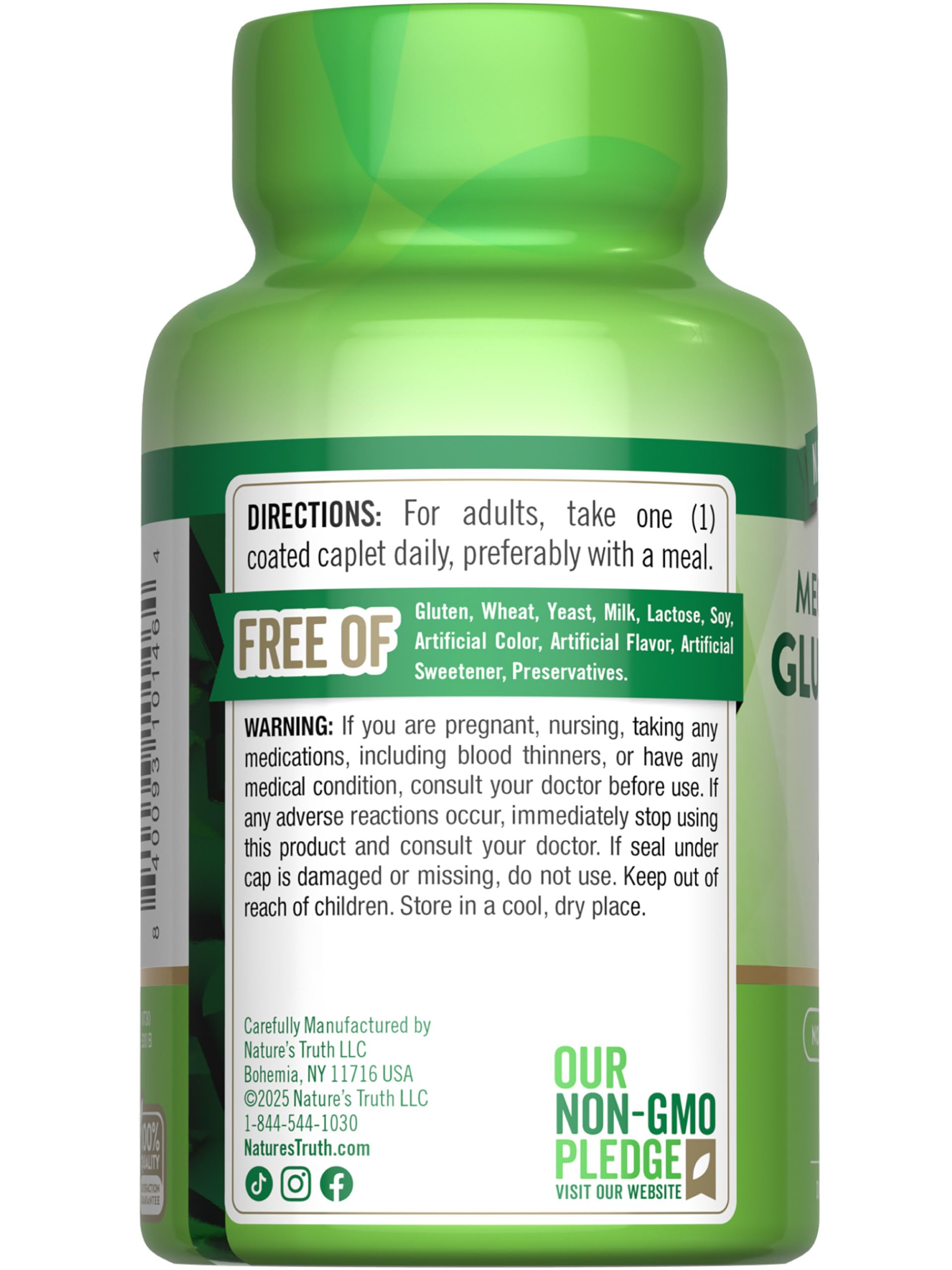 Nature's Truth Glucosamine Chondroitin supplement on a wooden table