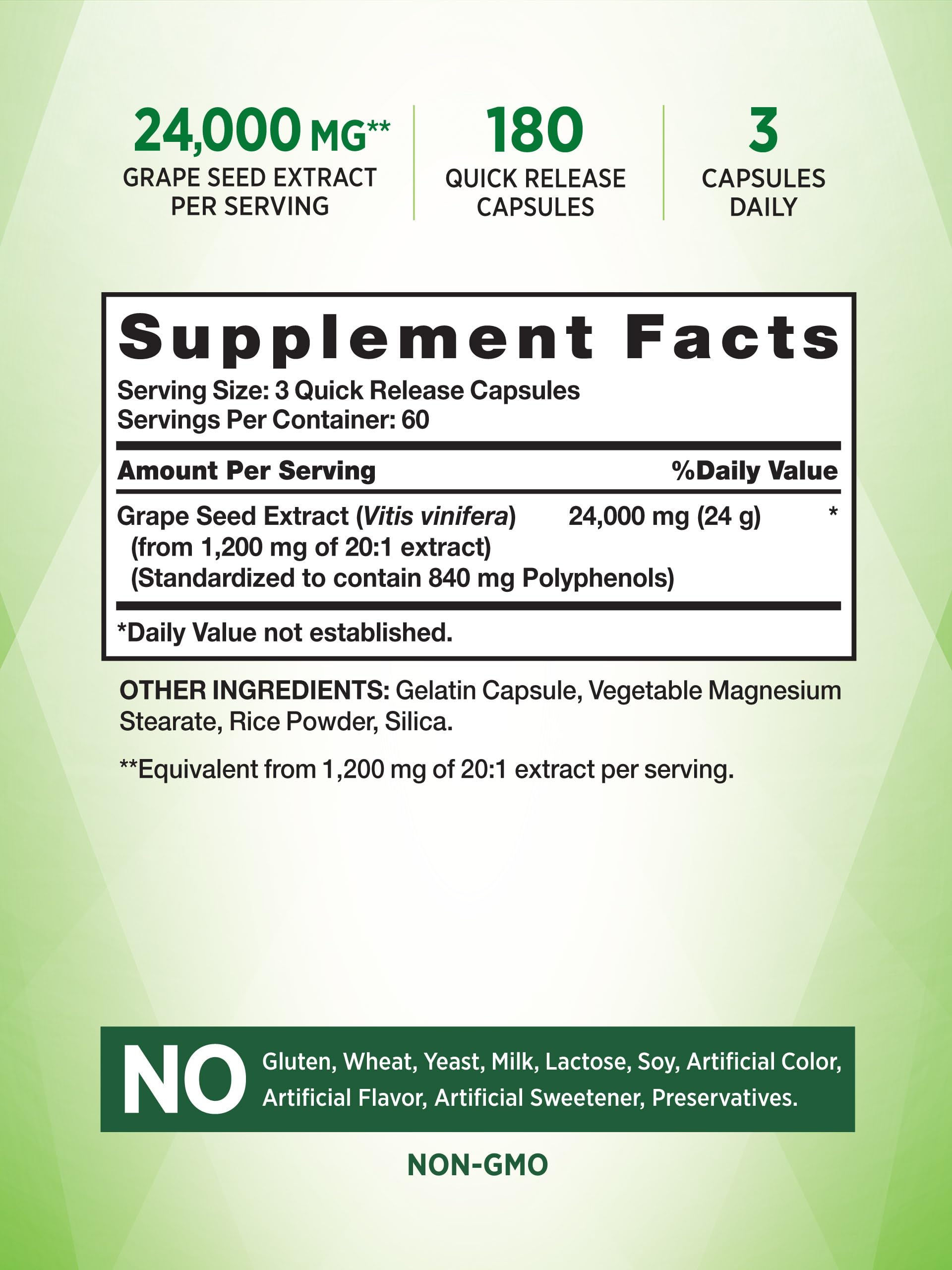 Nature's Truth Grape Seed Extract bottle side view