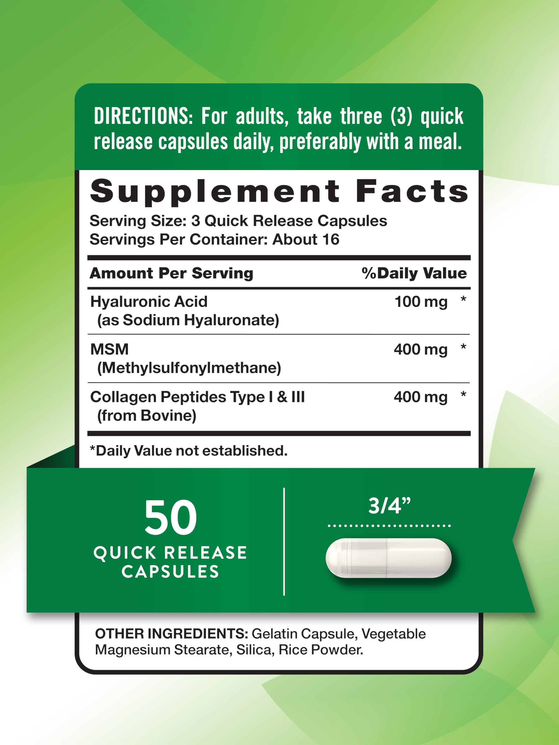 Nature's Truth Hyaluronic Acid Complex 90 capsules bottle