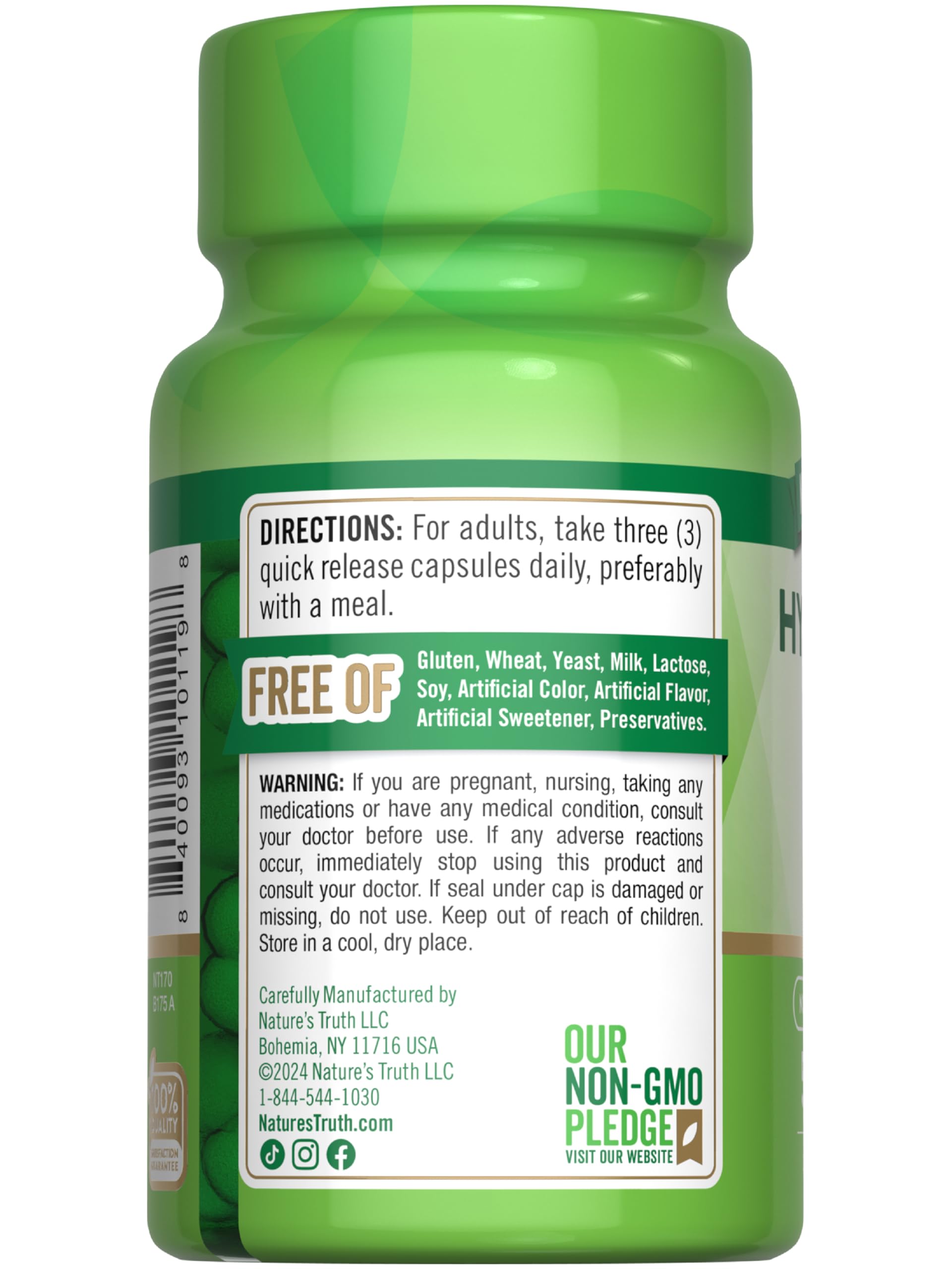 Nature's Truth Hyaluronic Acid Complex capsules with measuring spoon