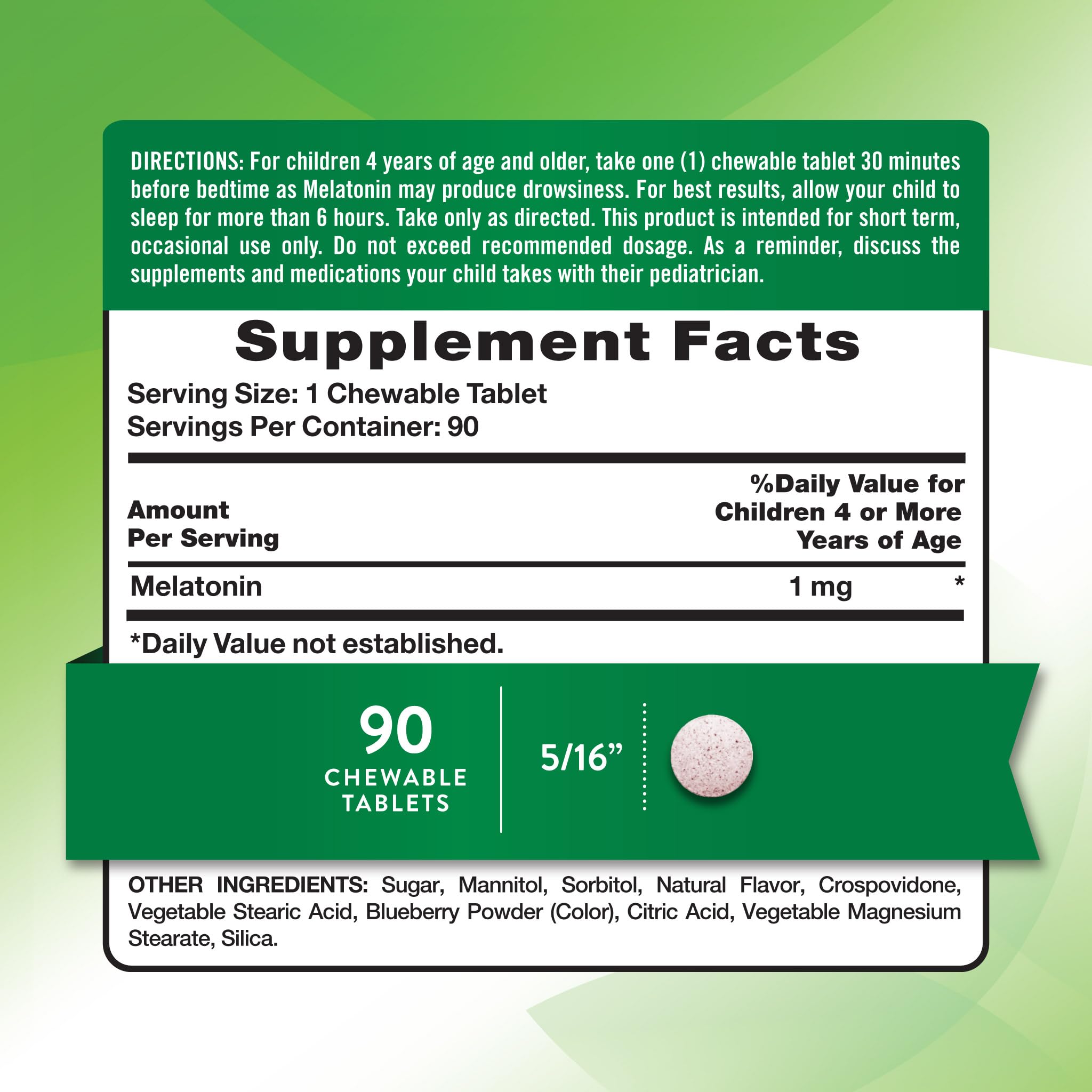 Nature's Truth Just 4 Kidz Melatonin Chewable Tablets packaging