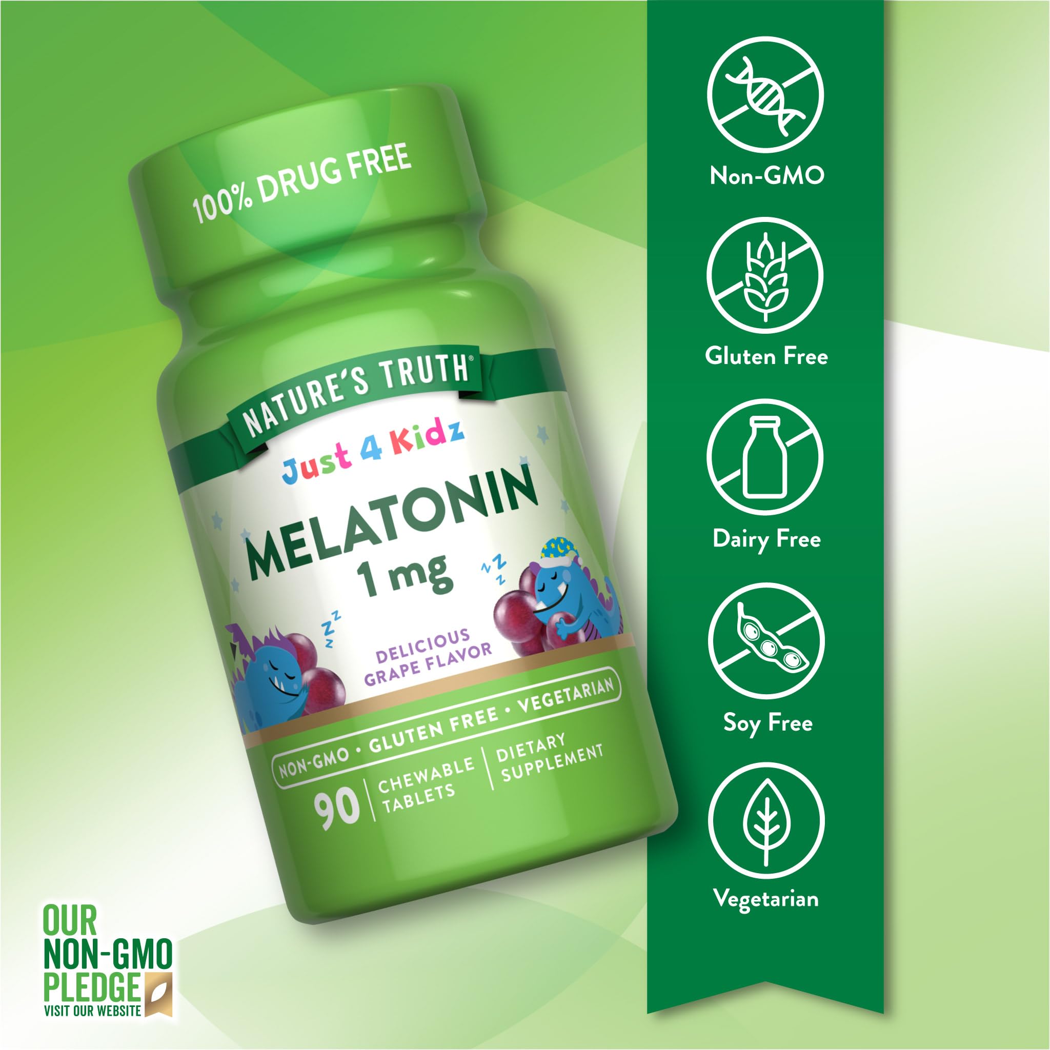 Nature's Truth Just 4 Kidz Melatonin Chewable Tablets side view