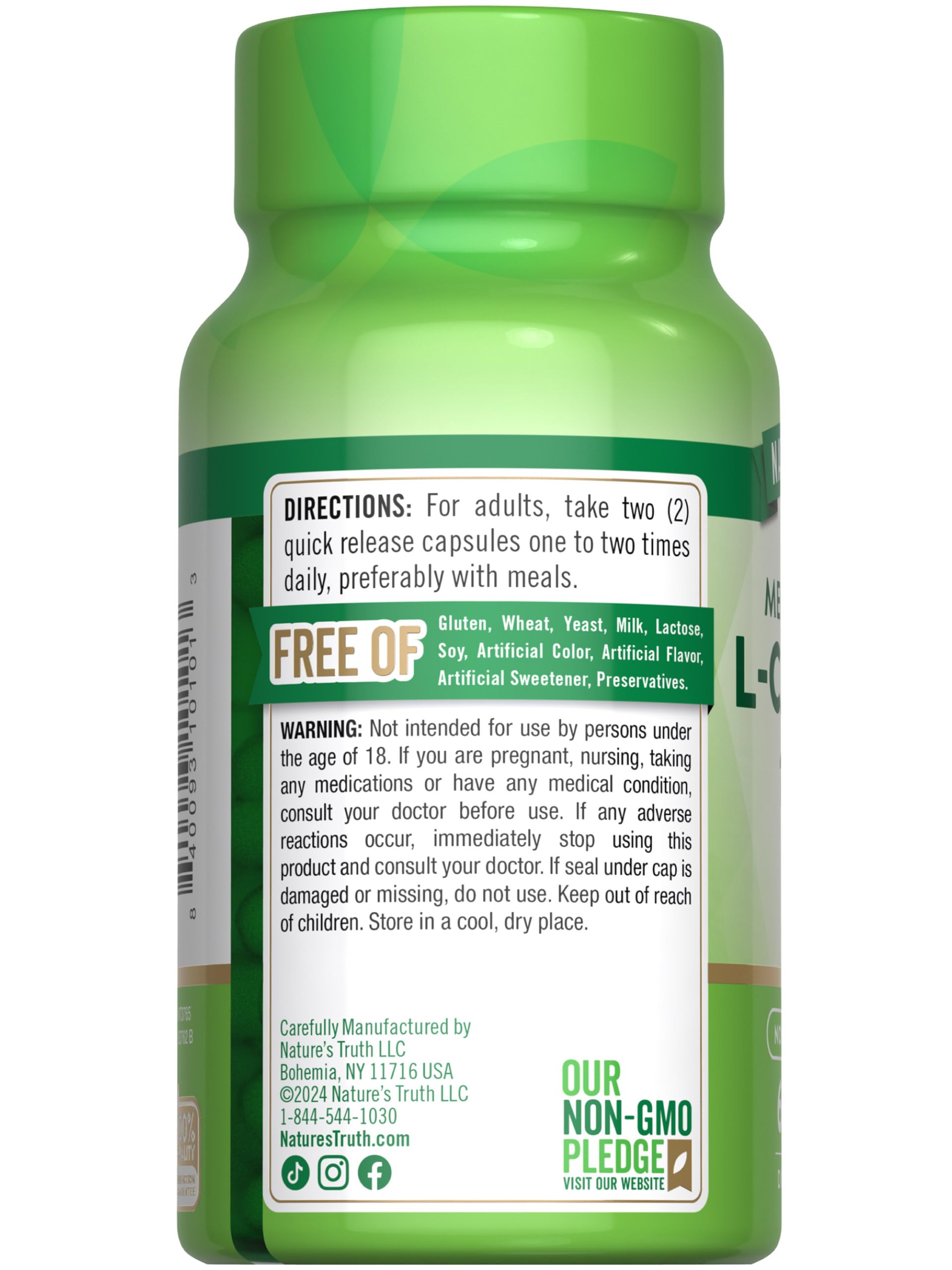 Nature's Truth L-Carnitine 1000mg capsules with fresh fruits