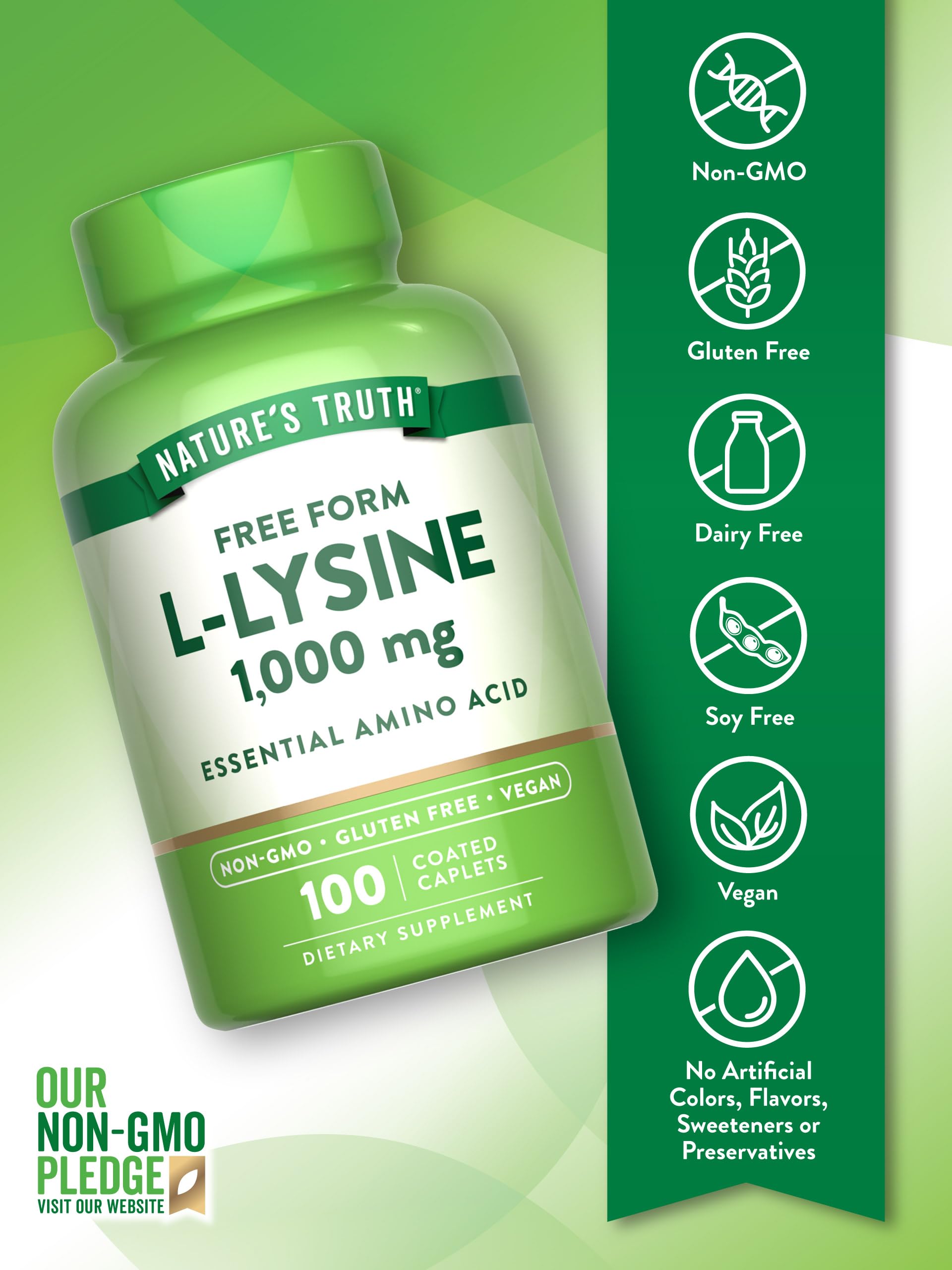 Nature's Truth L-Lysine 1000mg caplets close-up