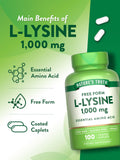 Nature's Truth L-Lysine 1000mg caplets on a wooden table