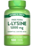 Nature's Truth L-Lysine 1000mg vegan coated caplets front view