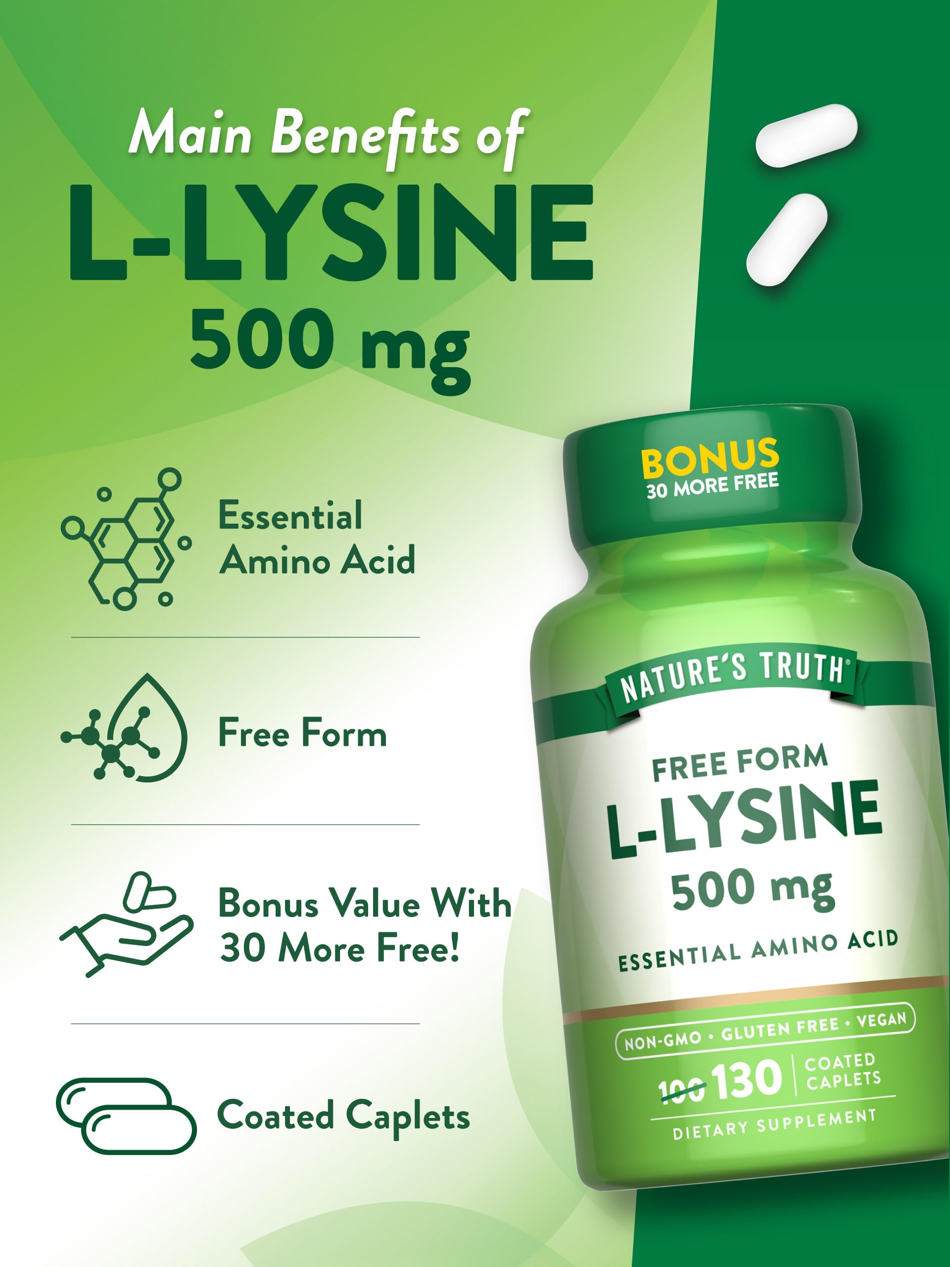 Nature's Truth L-Lysine Capsules lifestyle scene on a kitchen counter