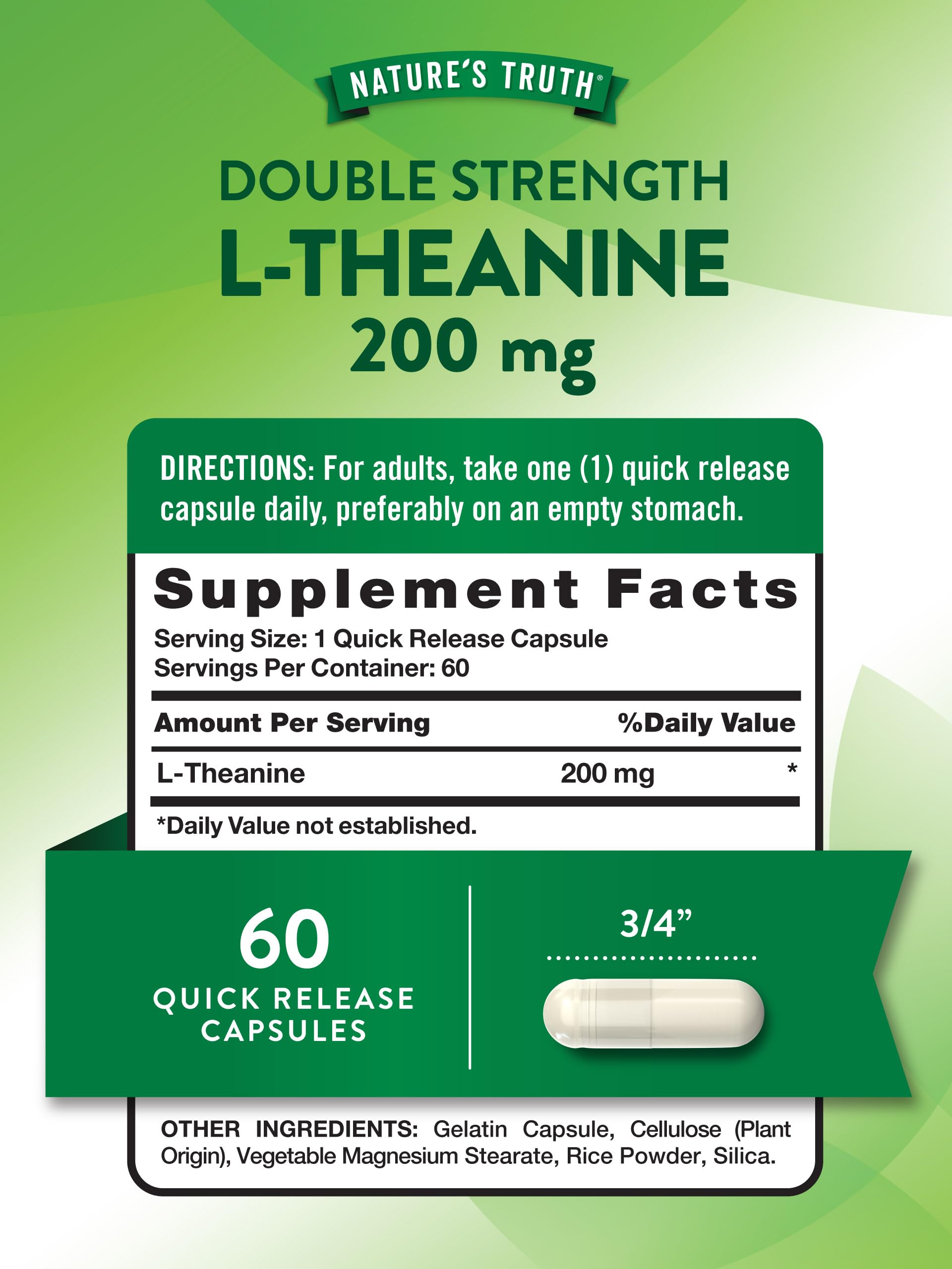 Nature's Truth L-Theanine 200mg Capsules side view
