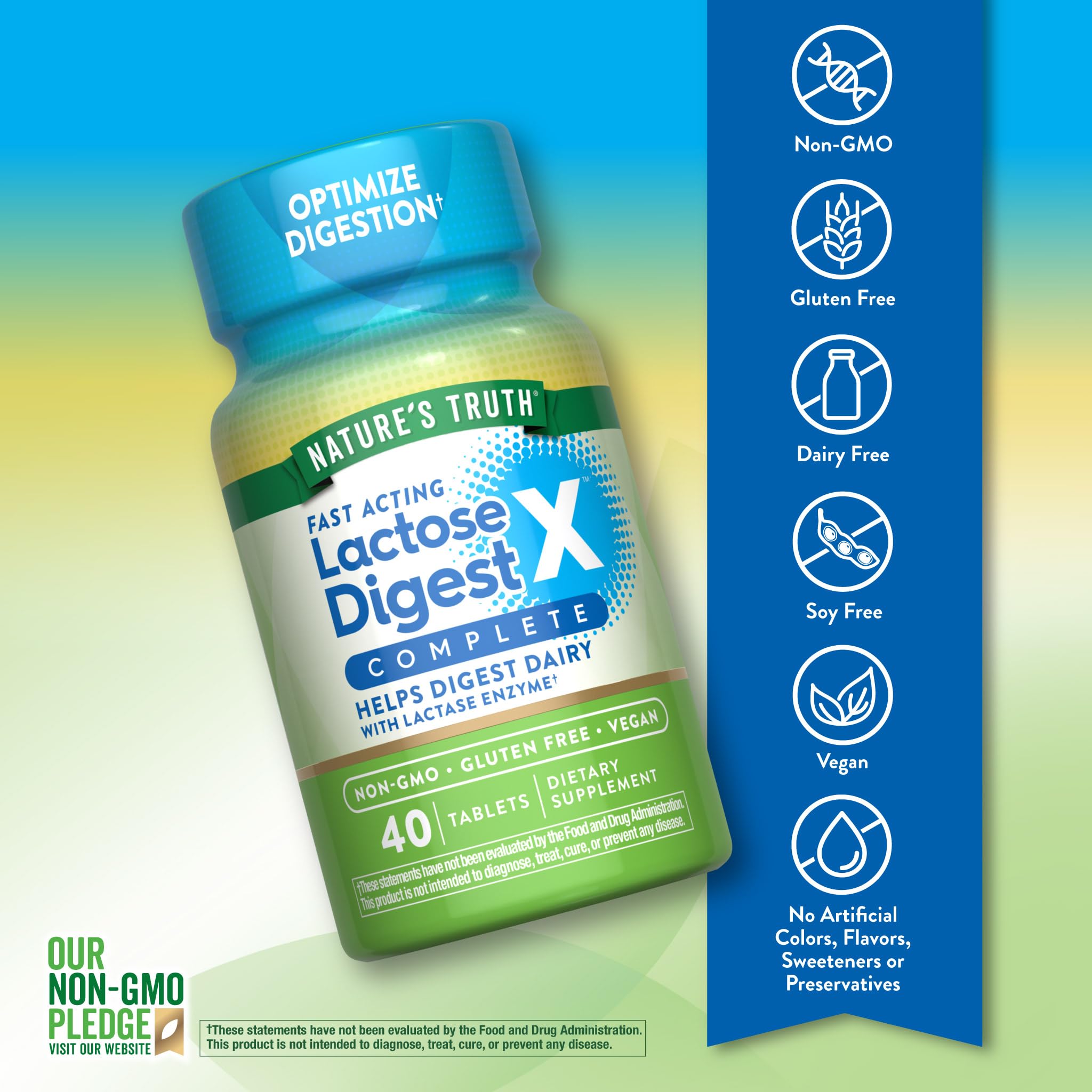 Nature's Truth Lactase Enzyme Tablets 90mg side view