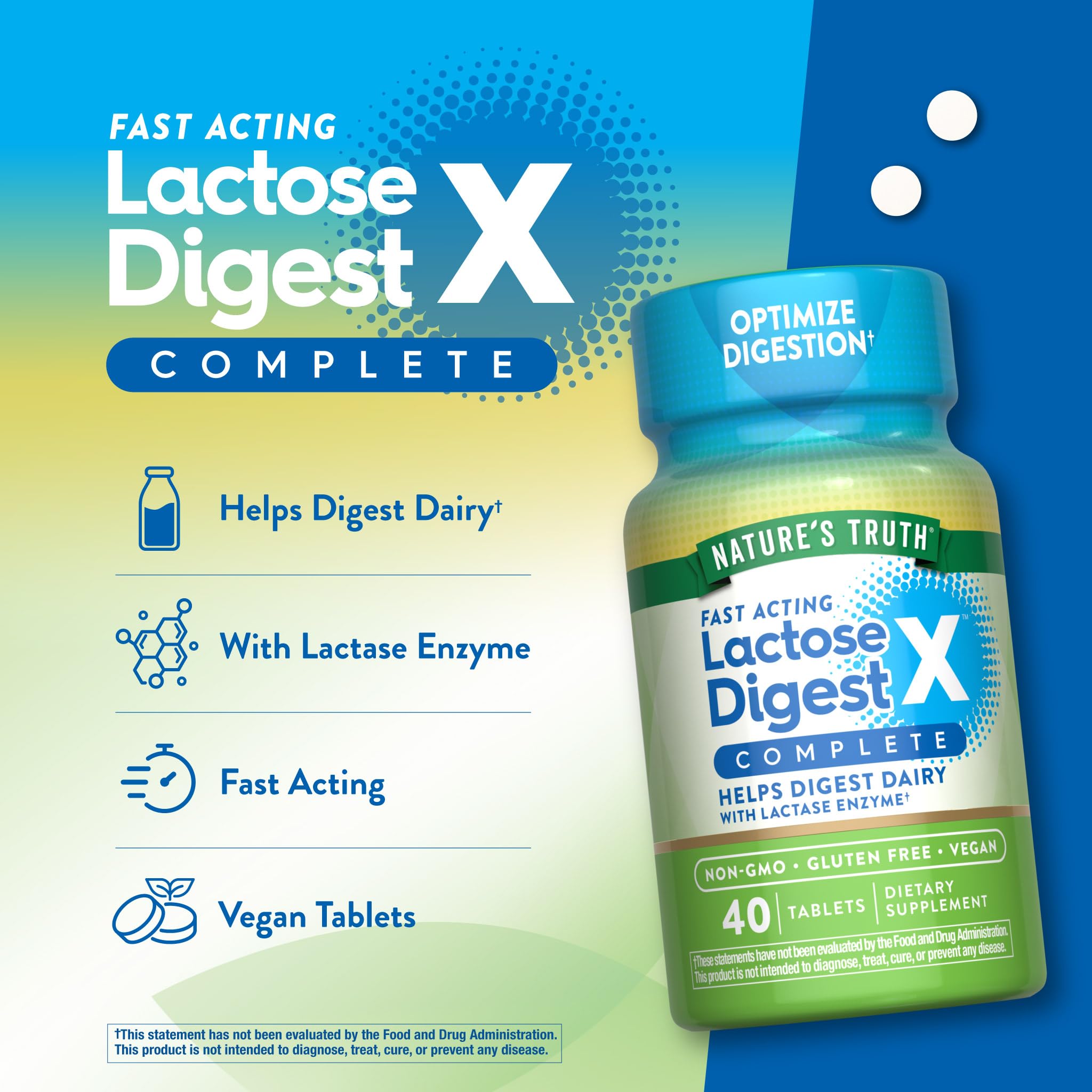 Nature's Truth Lactase Enzyme Tablets 90mg with dosage details