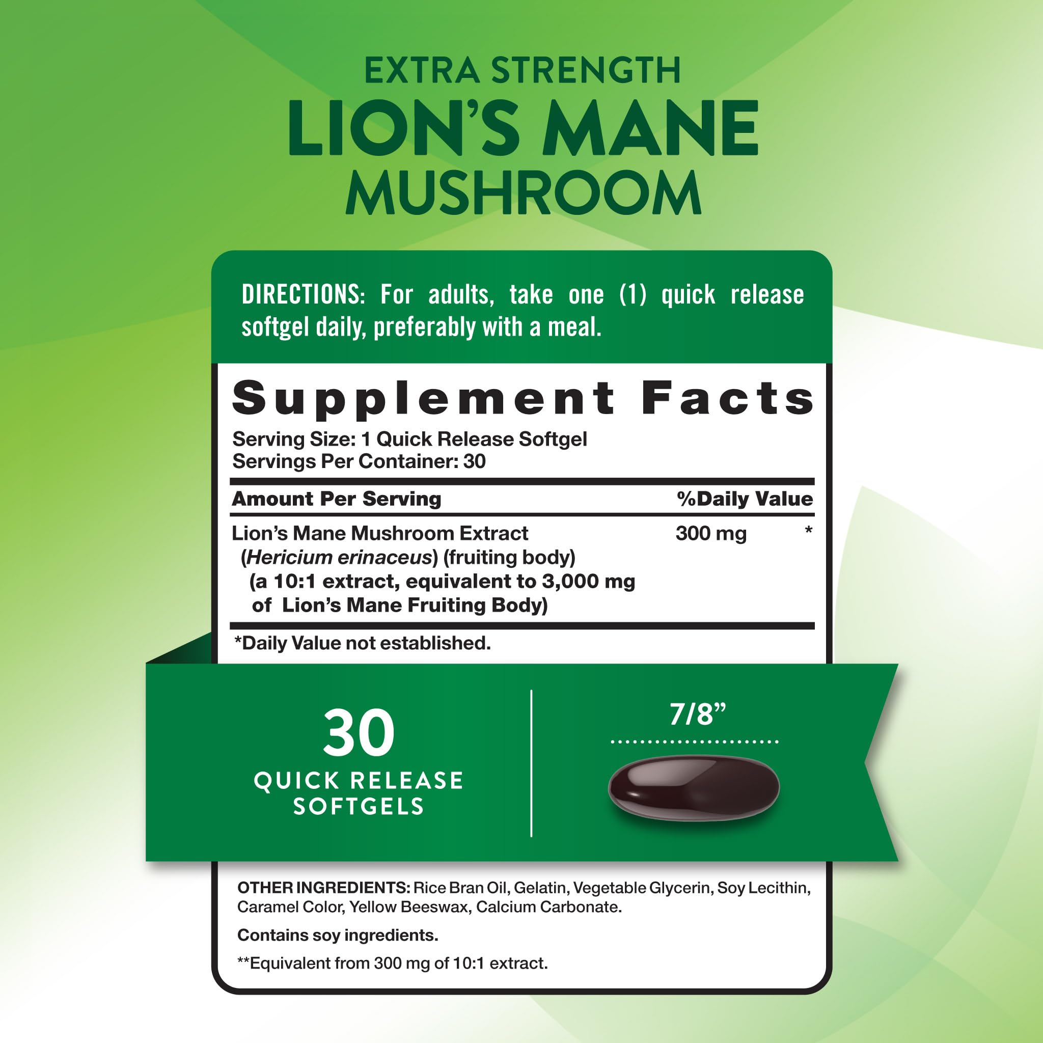 Nature's Truth Lion's Mane Mushroom Softgels side view