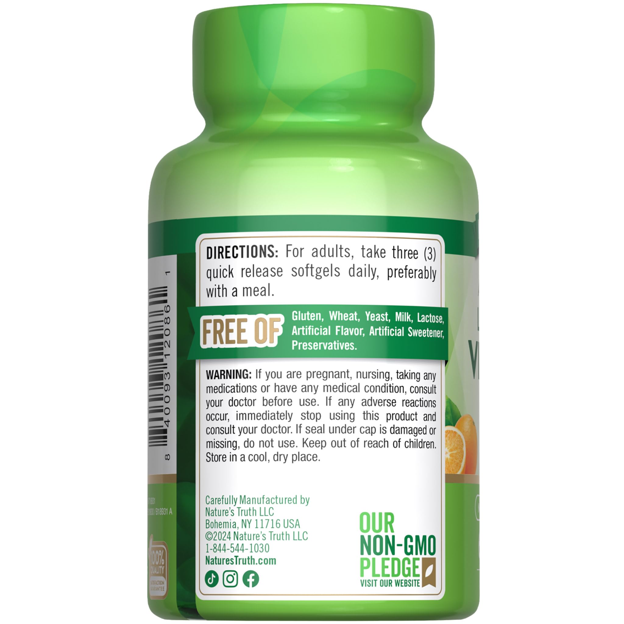 Nature's Truth Liposomal Vitamin C softgels opened bottle