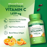 Nature's Truth Liposomal Vitamin C softgels with nutritional information