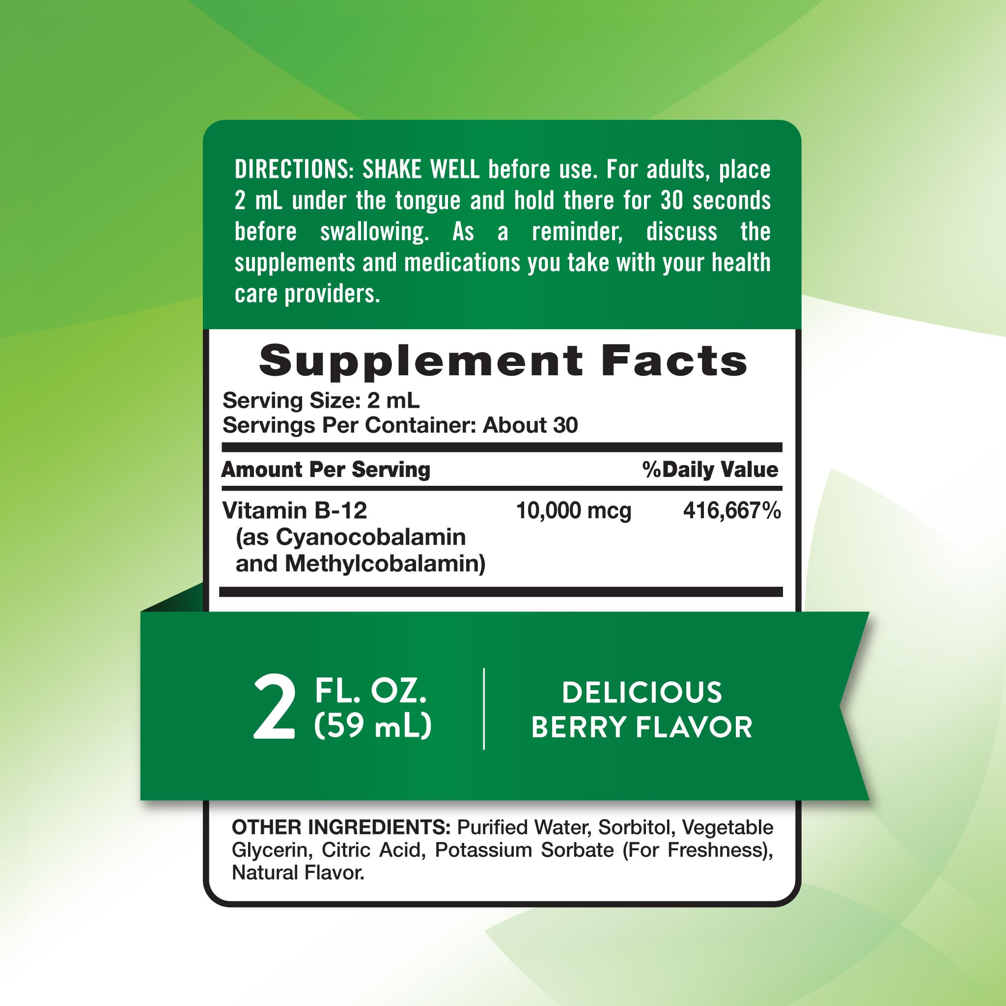 Nature's Truth Liquid Vitamin B-12 bottle with label